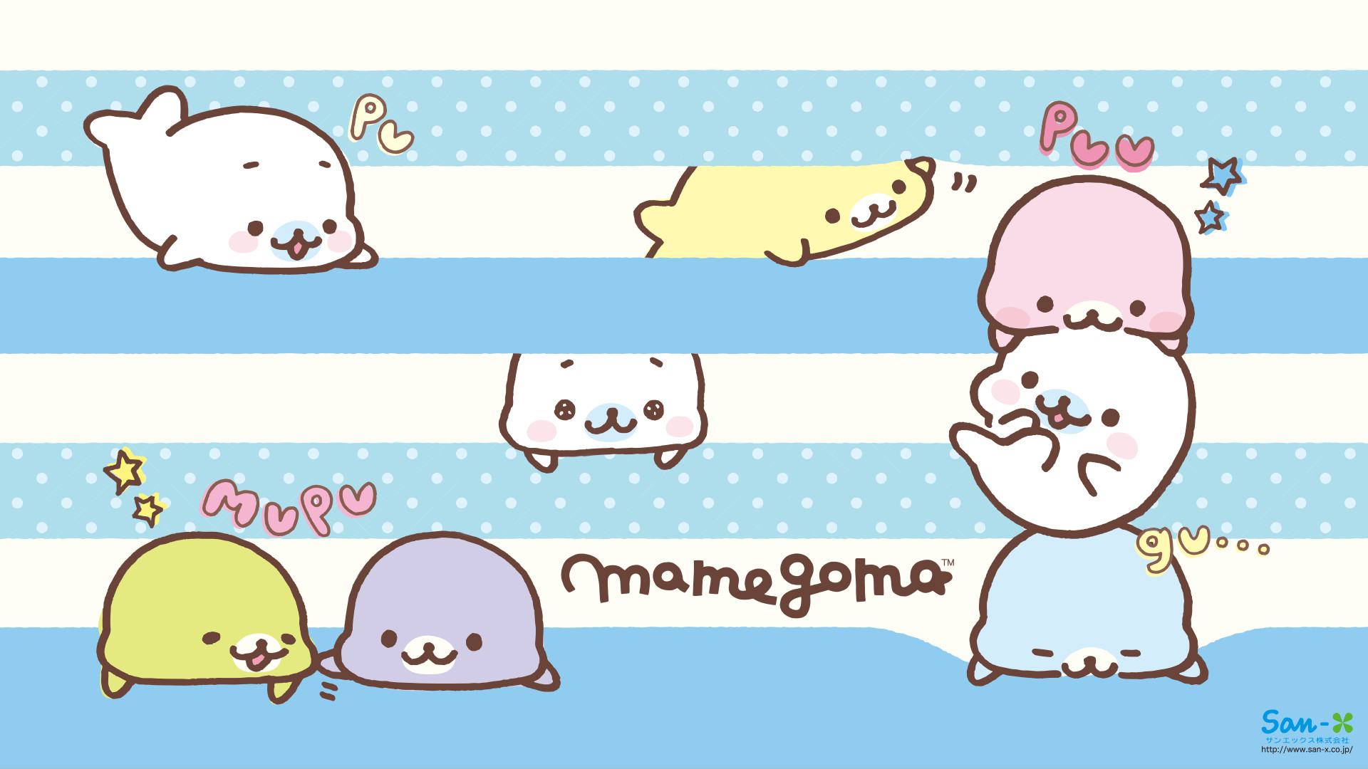 Mamegoma, San-X, Foche, Strisce, Full HD, wallpaper per portatile