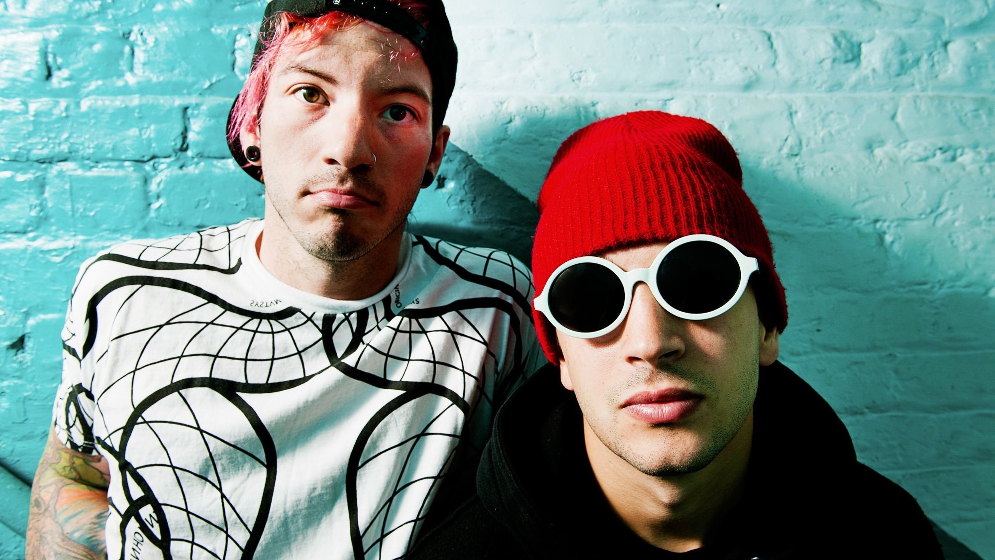 Josh Dun, Tyler Joseph, Twenty One Pilots, Berretto rosso, Full HD, sfondo per PC e portatile