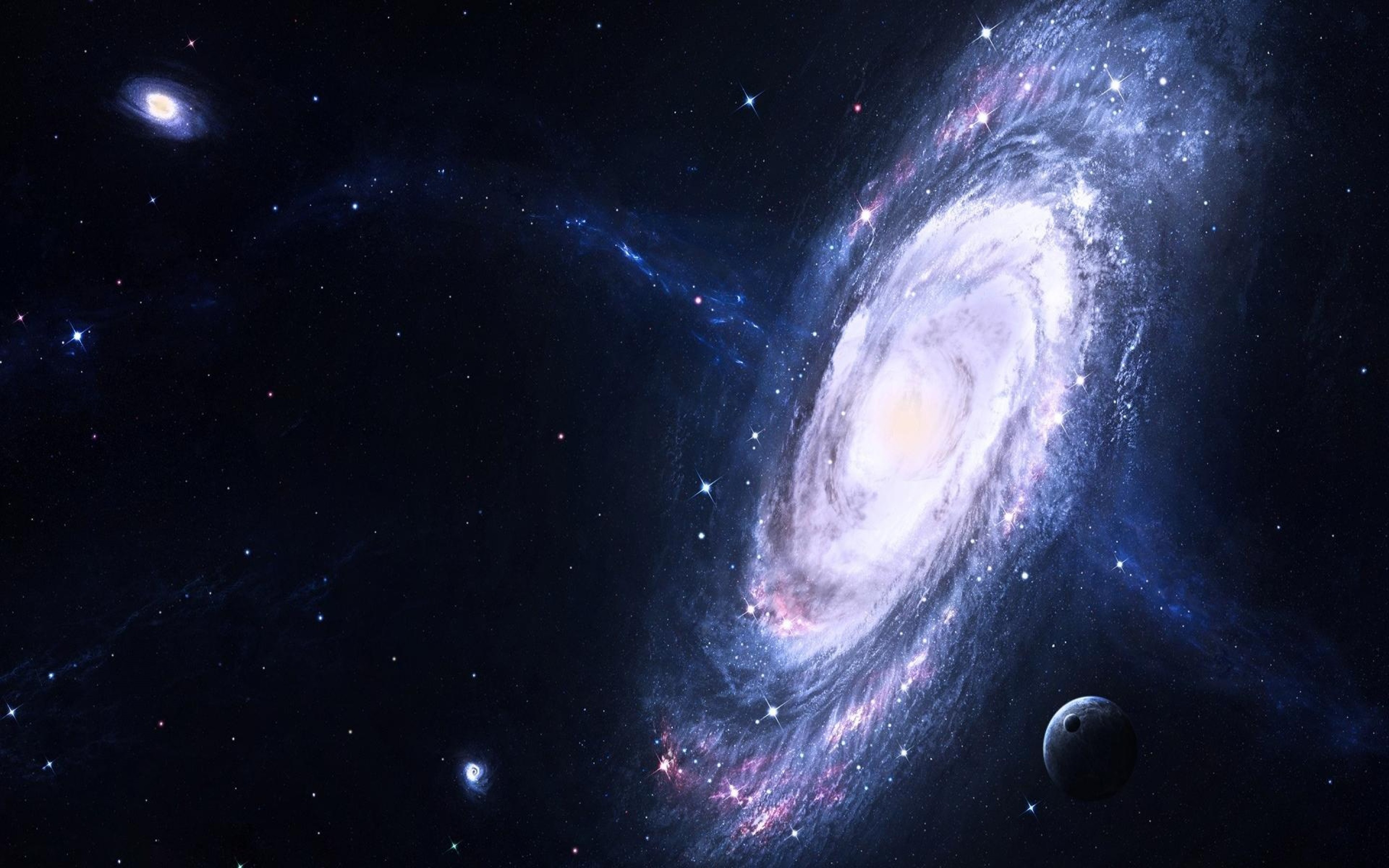 Galassia a spirale, Spazio, Stelle, Blu, 2880x1800, sfondo per PC