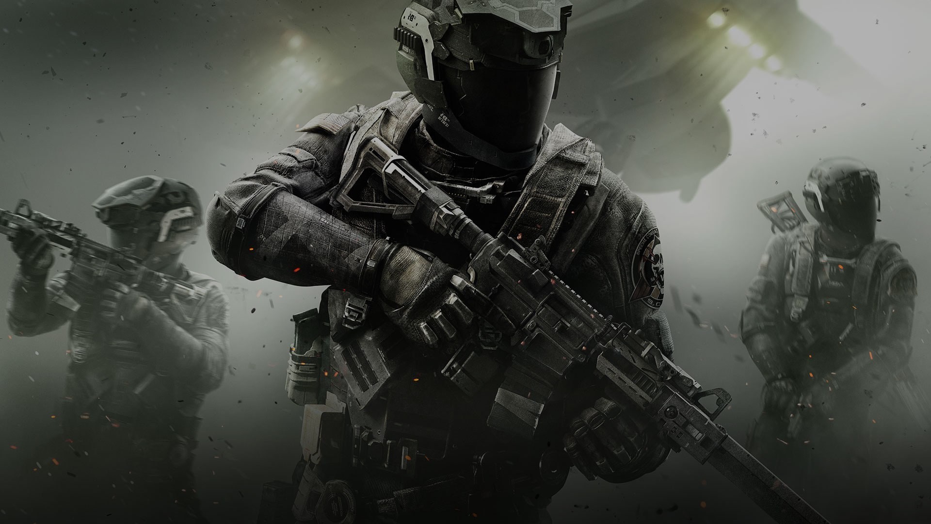 Call of Duty, Squadra di soldati, Fucile d'assalto, Nebbia, Bianco e nero, wallpaper Windows 11