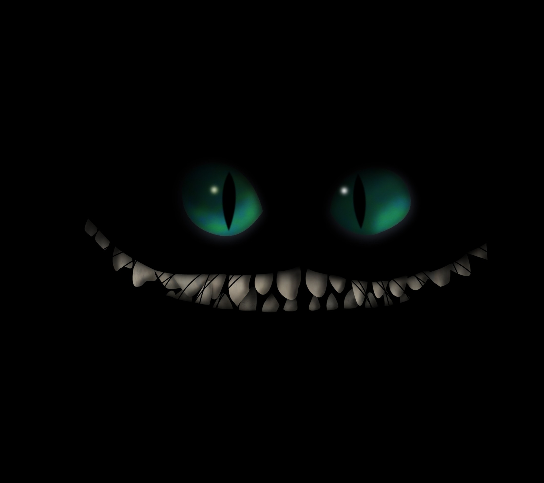 Stregatto, Occhi verdi, Sorriso, Sfondo nero, Full HD, schermata di blocco iPad