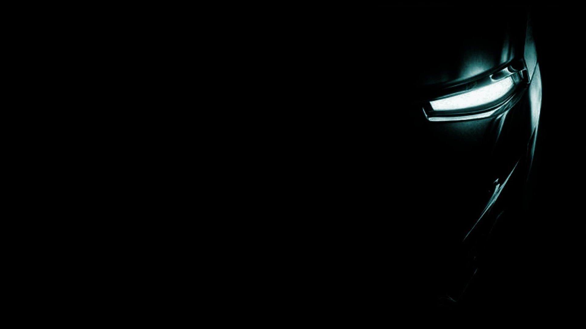 Iron Man, Occhi luminosi, Sfondo nero, 16:9 Full HD, wallpaper widescreen