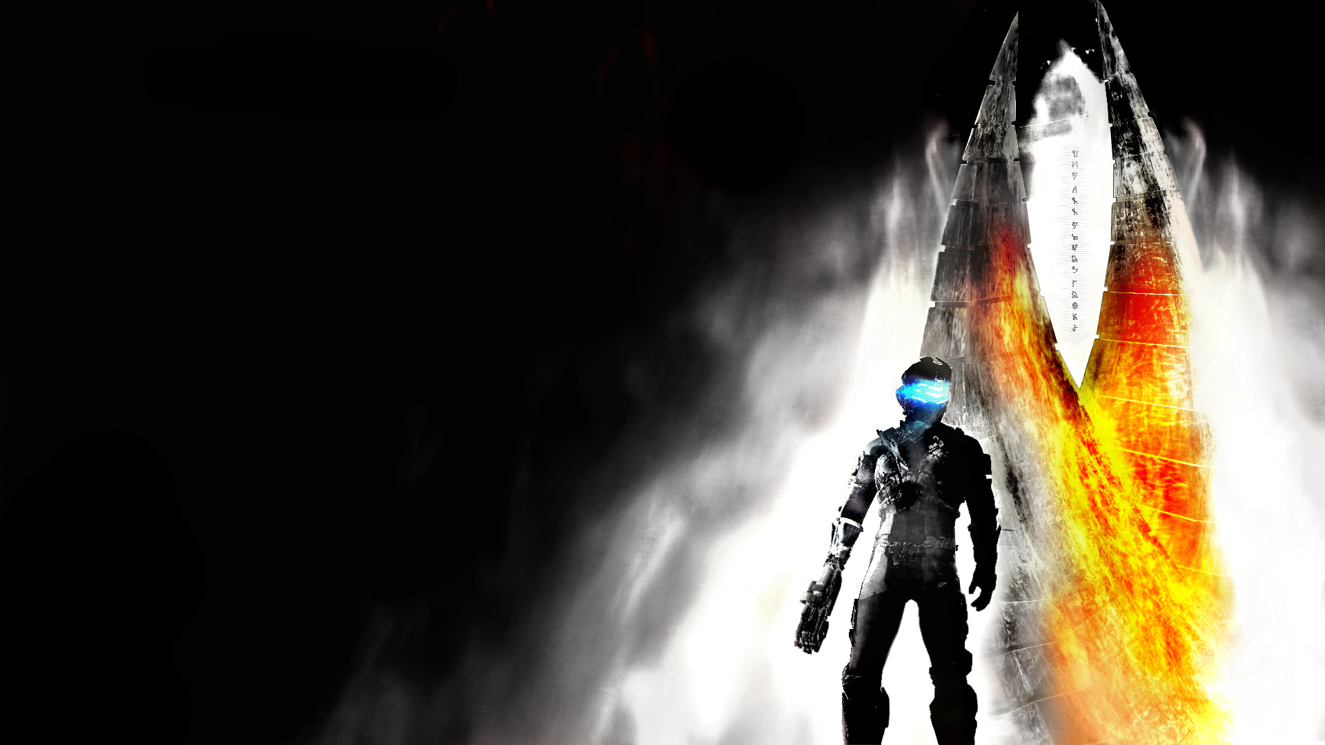 Isaac Clarke, Dead Space, Marker, Fiamme, Contrasto, Full HD, wallpaper per portatile