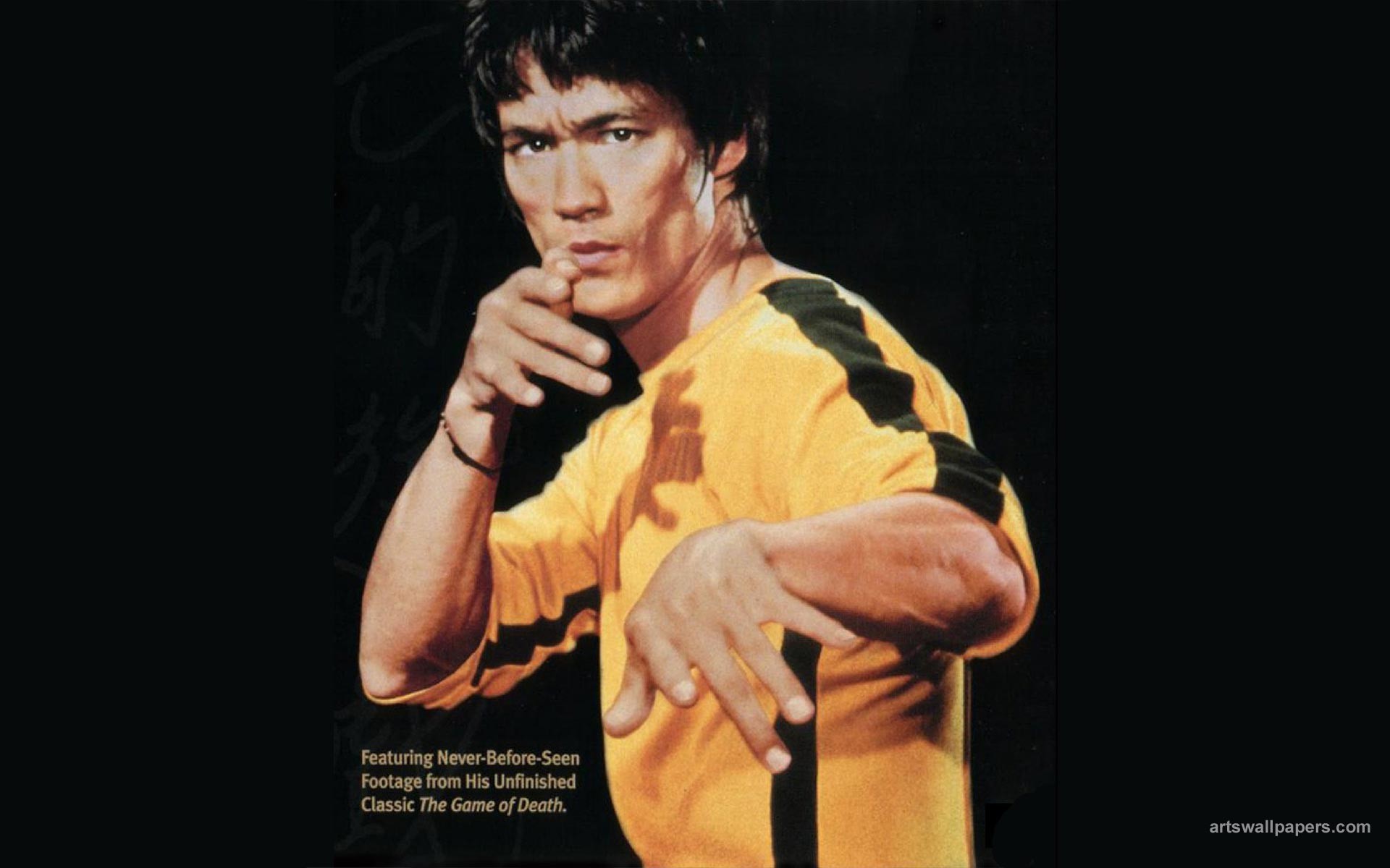 Bruce Lee, L'ultimo combattimento di Chen, Tuta gialla, Sfondo nero, wallpaper 1920x1200
