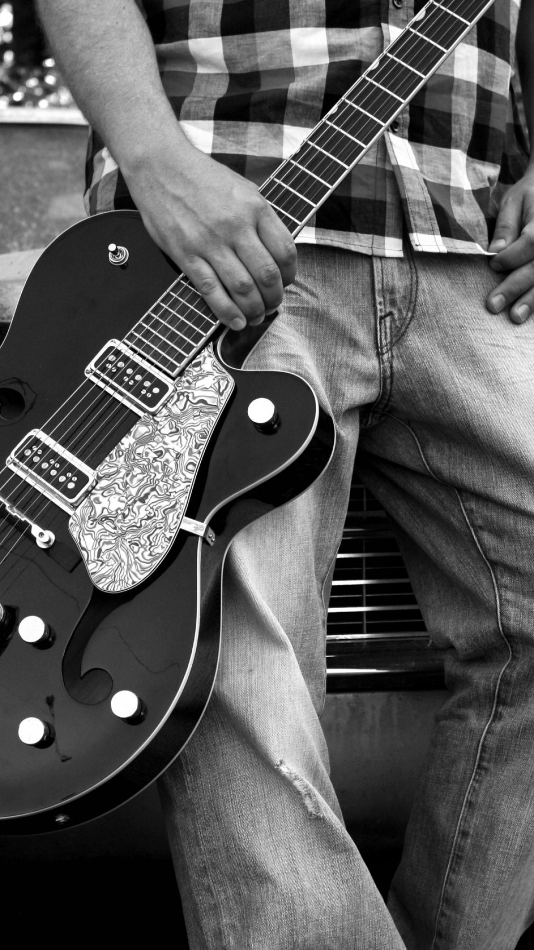 Gretsch, Chitarra elettrica, Chitarrista, Camicia a quadri, Full HD, sfondo per smartphone