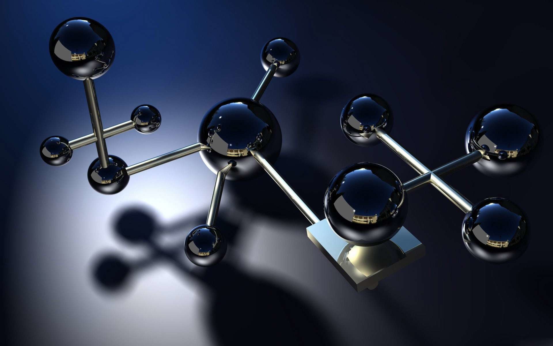 Modello molecolare, Molecola, Rendering 3D, Blu, Full HD, sfondo per PC e portatile