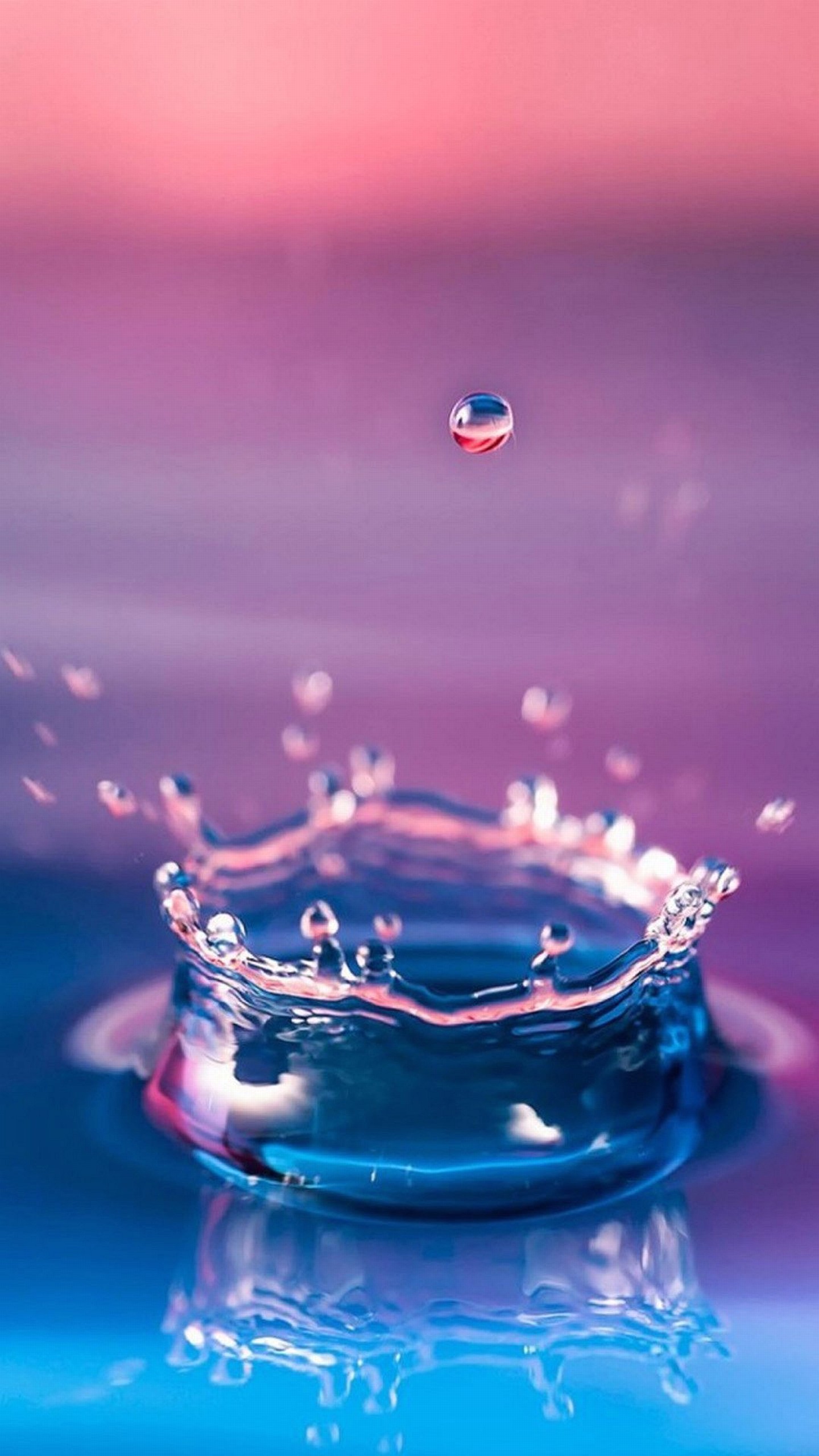 Goccia d'acqua, Splash, Macro, Rosa, Blu, QHD+, sfondo LG G3