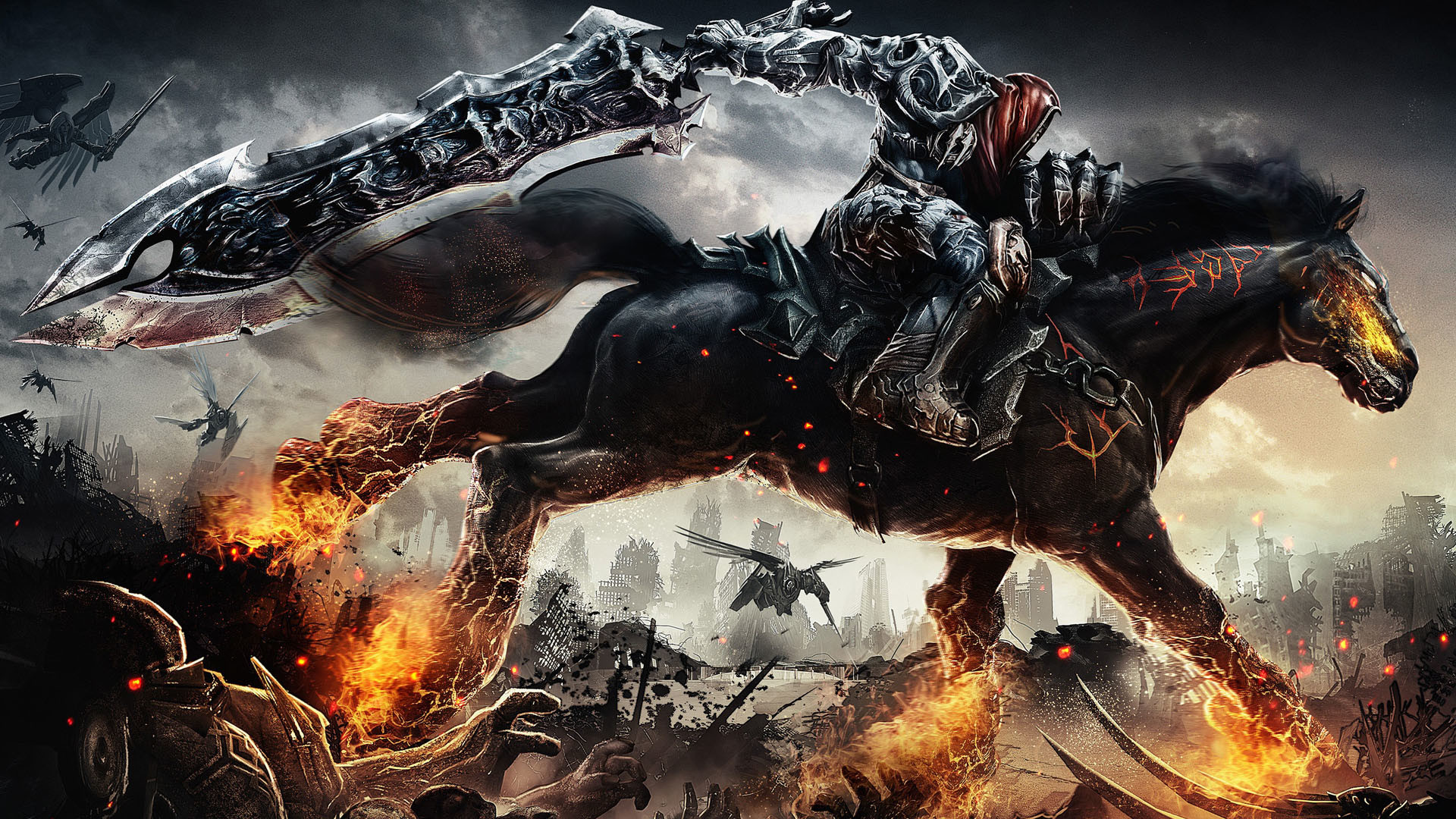 Guerra, Darksiders, Cavallo, Fuoco, Cavaliere dell'Apocalisse, Full HD, sfondo per PC