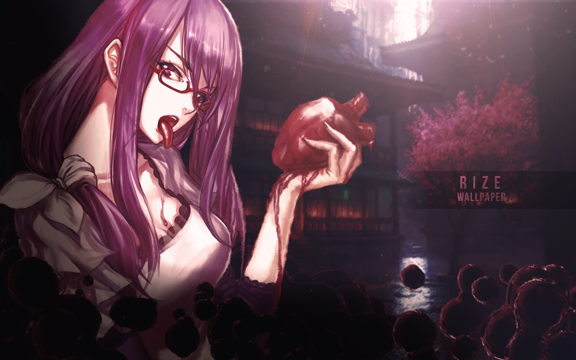 Rize Kamishiro, Tokyo Ghoul, Cuore, Occhiali, 1920x1200, sfondo per PC
