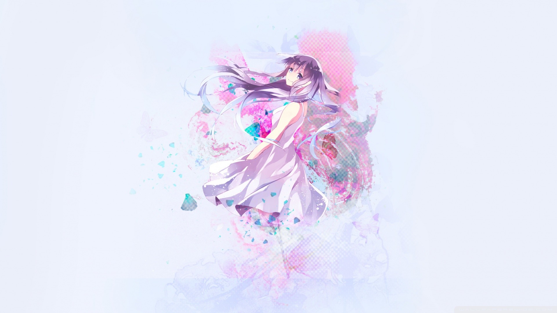 Anime, Ragazza, Arte digitale, Lilla, Full HD, sfondo desktop