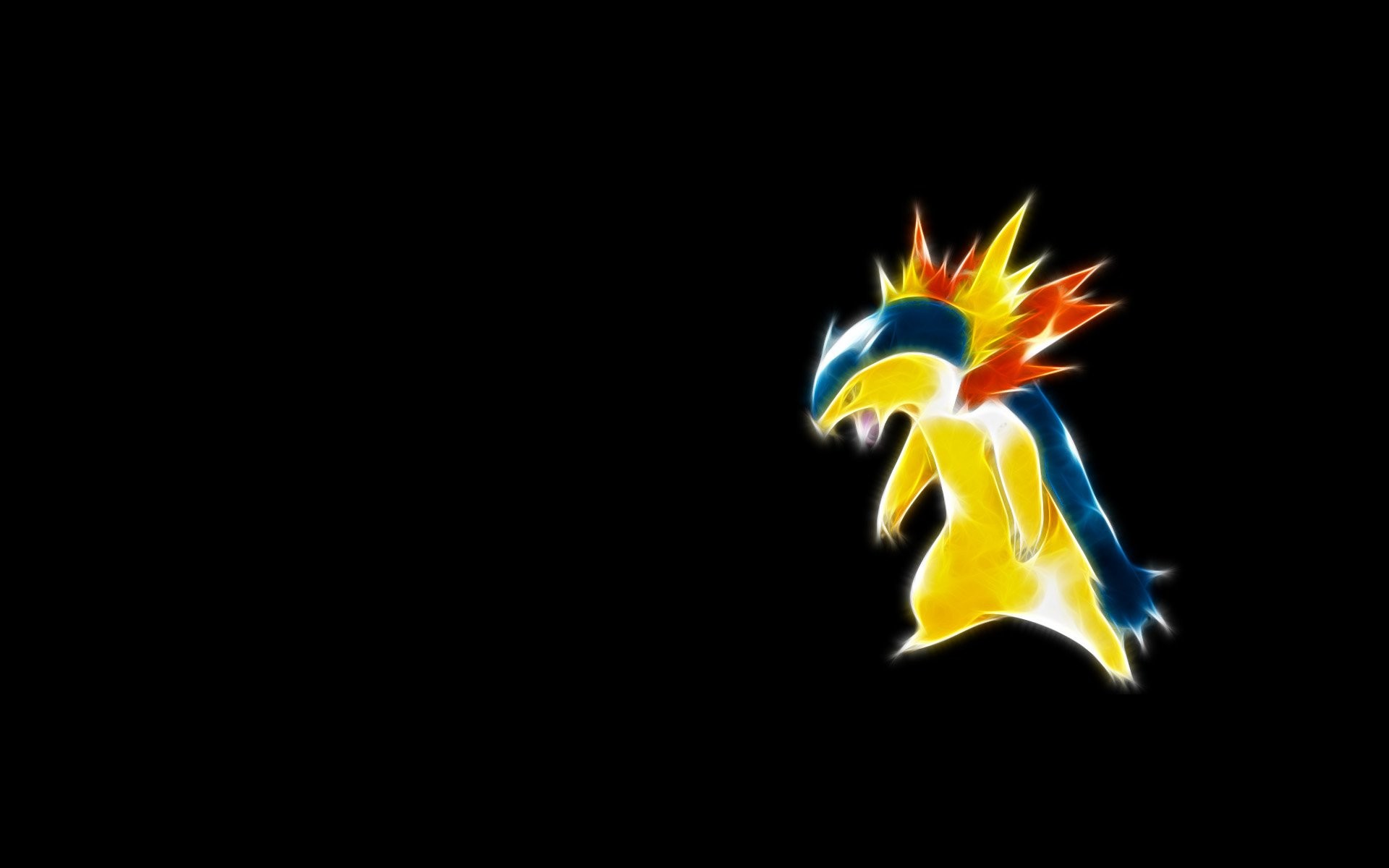 Typhlosion, Pokémon, Fractal art, Sfondo nero, 1920x1200, wallpaper desktop