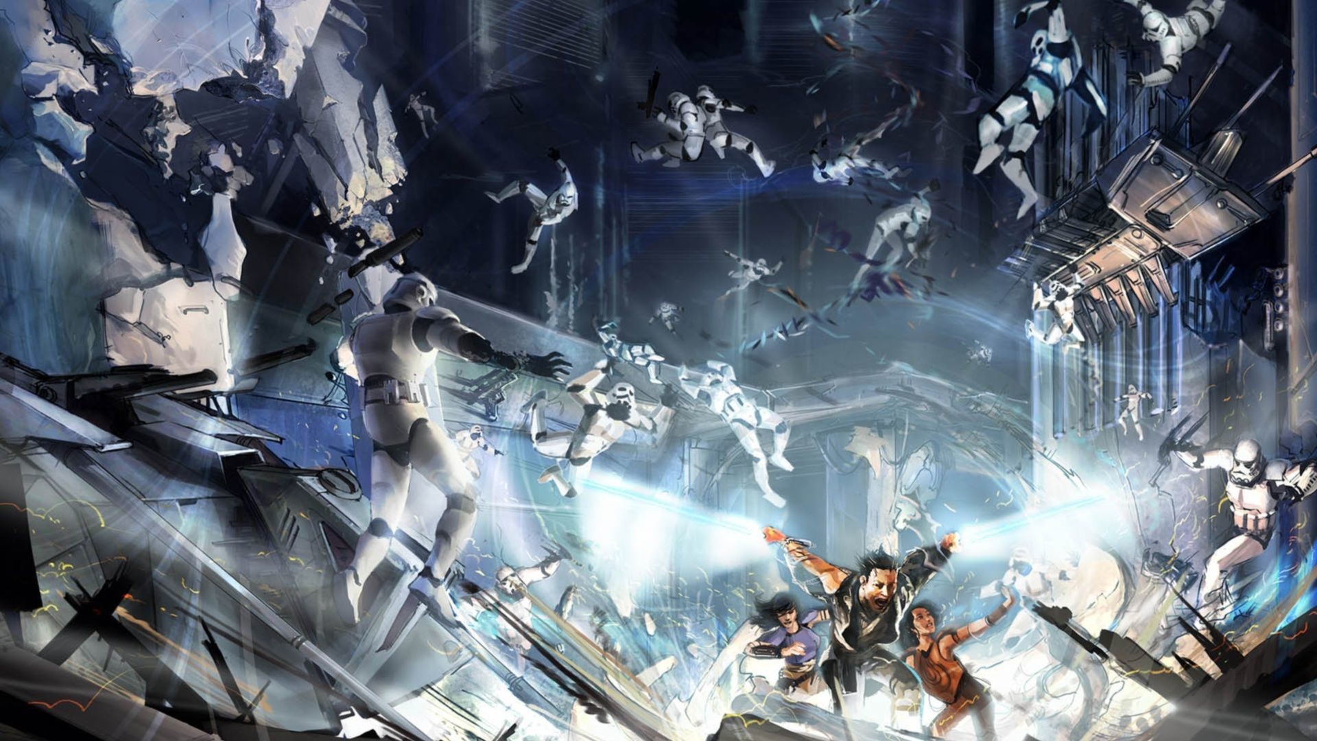 Star Wars, Stormtrooper, Battaglia, Arte digitale, Full HD 1080p, sfondo desktop