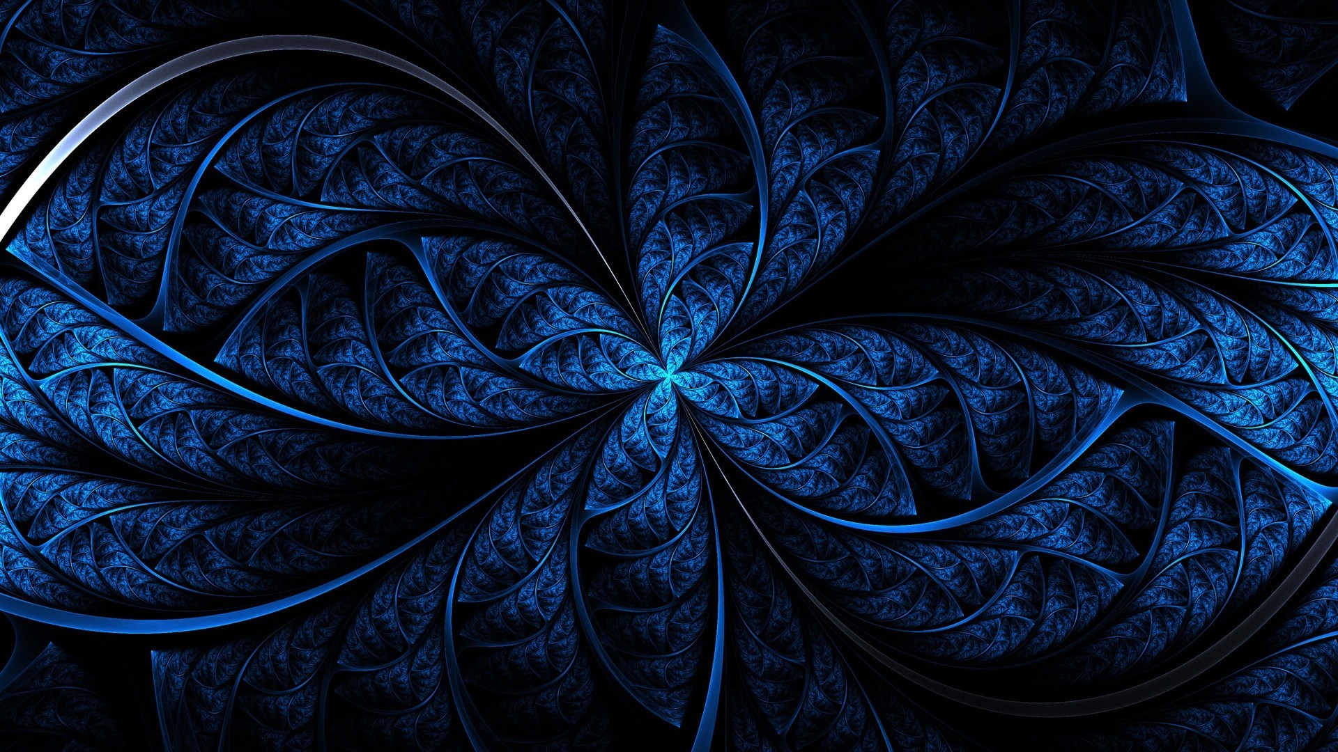 Arte frattale, Blu, Simmetria, Full HD, sfondo desktop