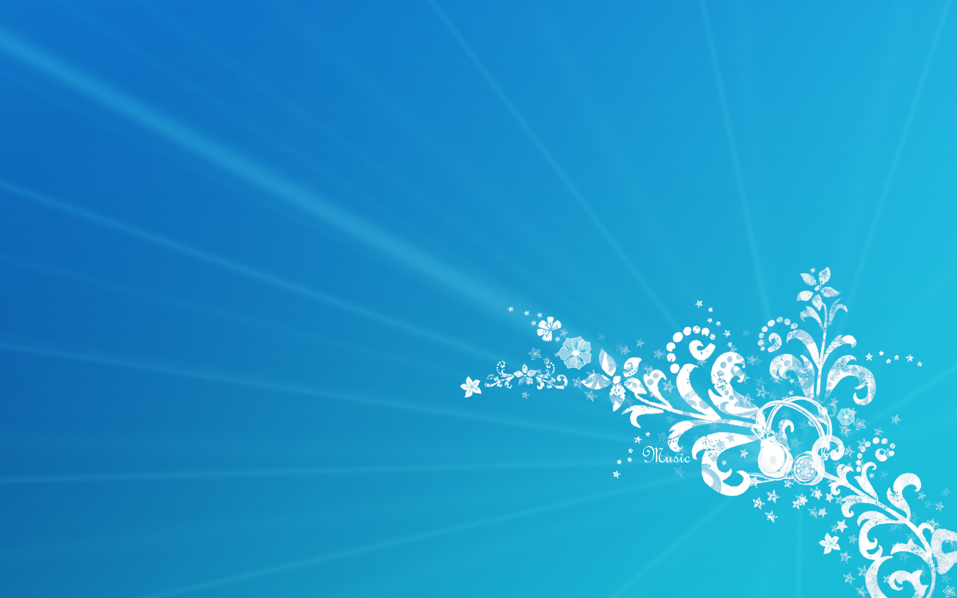 Ornamento floreale, Raggi di luce, Sfondo azzurro, 16:10 Full HD, wallpaper widescreen