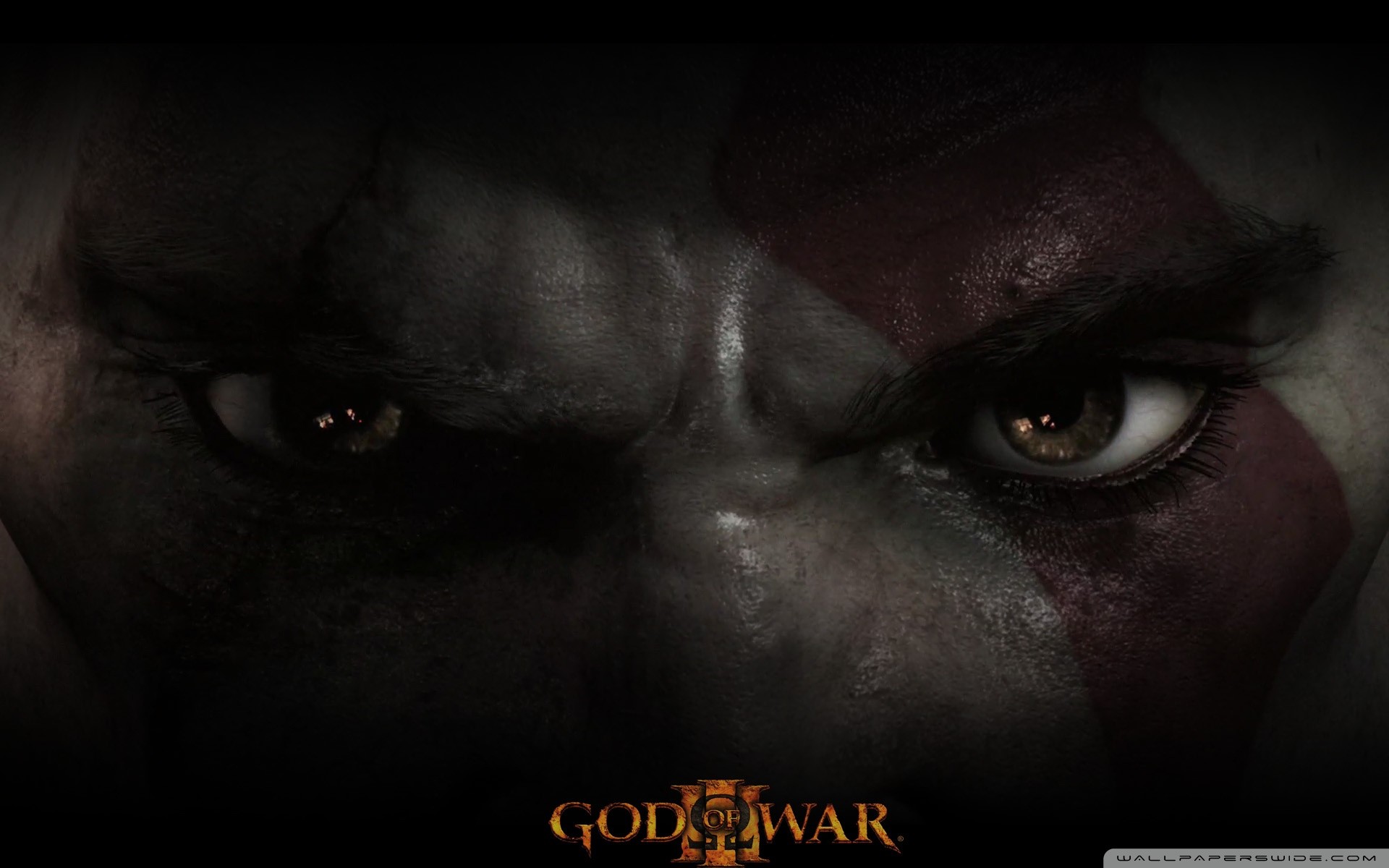 Kratos, God of War III, Occhi, Primo piano, Toni scuri, 1920x1200, sfondo per PC