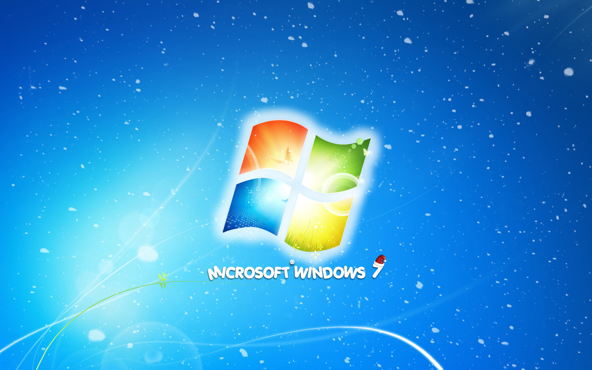 Windows 7, Microsoft Windows, Logo, Neve, Sfondo blu, Full HD, wallpaper per portatile