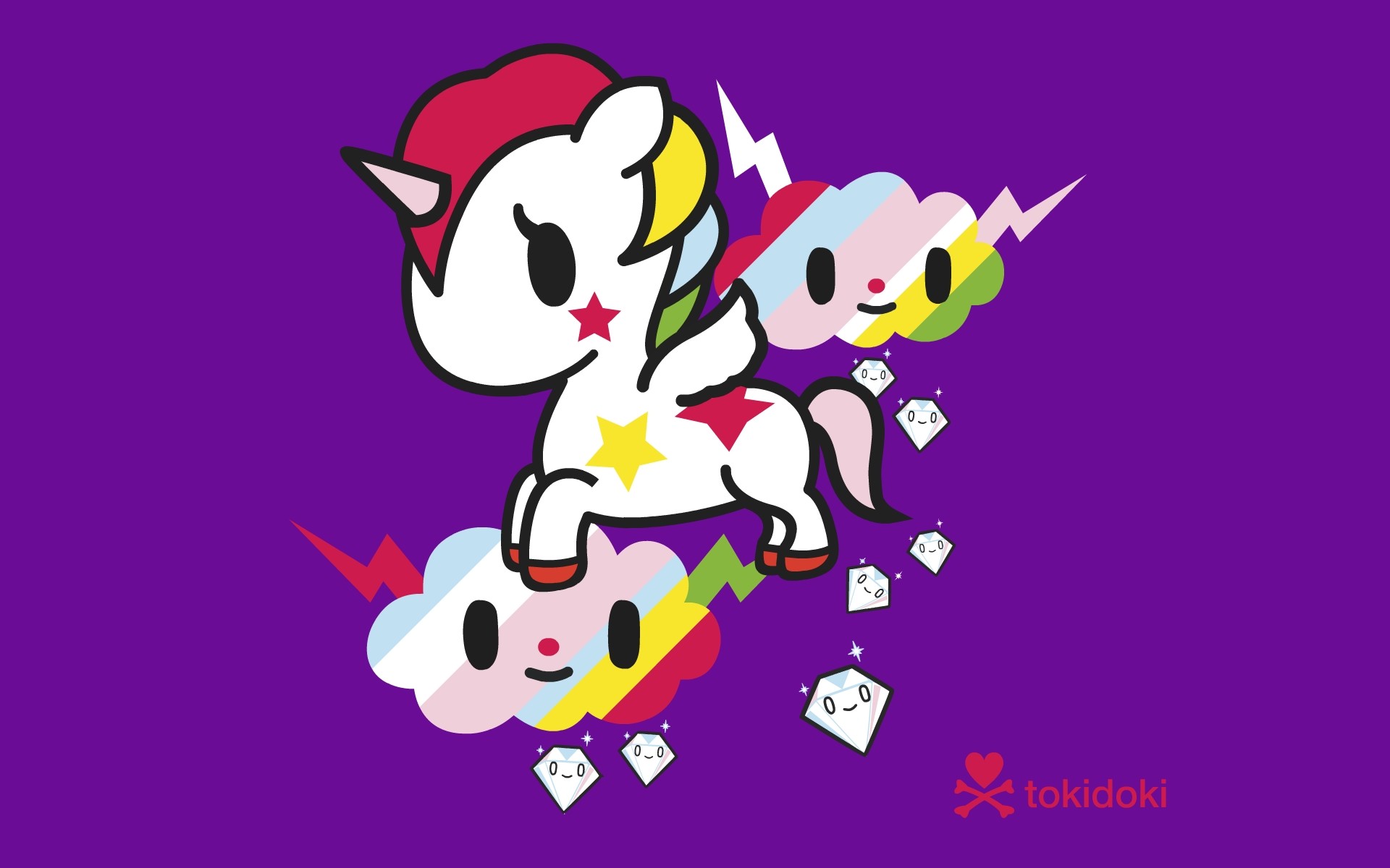 Tokidoki, Unicorno, Kawaii, Nuvole, Viola, 1920x1200, immagine di sfondo