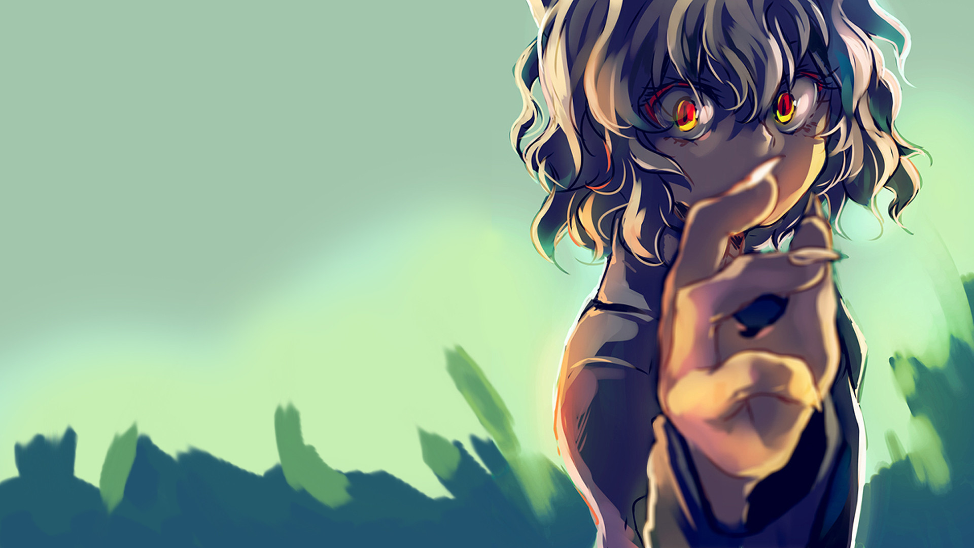 Neferpitou, Hunter x Hunter, Occhi rossi, Toni verdi, 1920x1080, immagine di sfondo