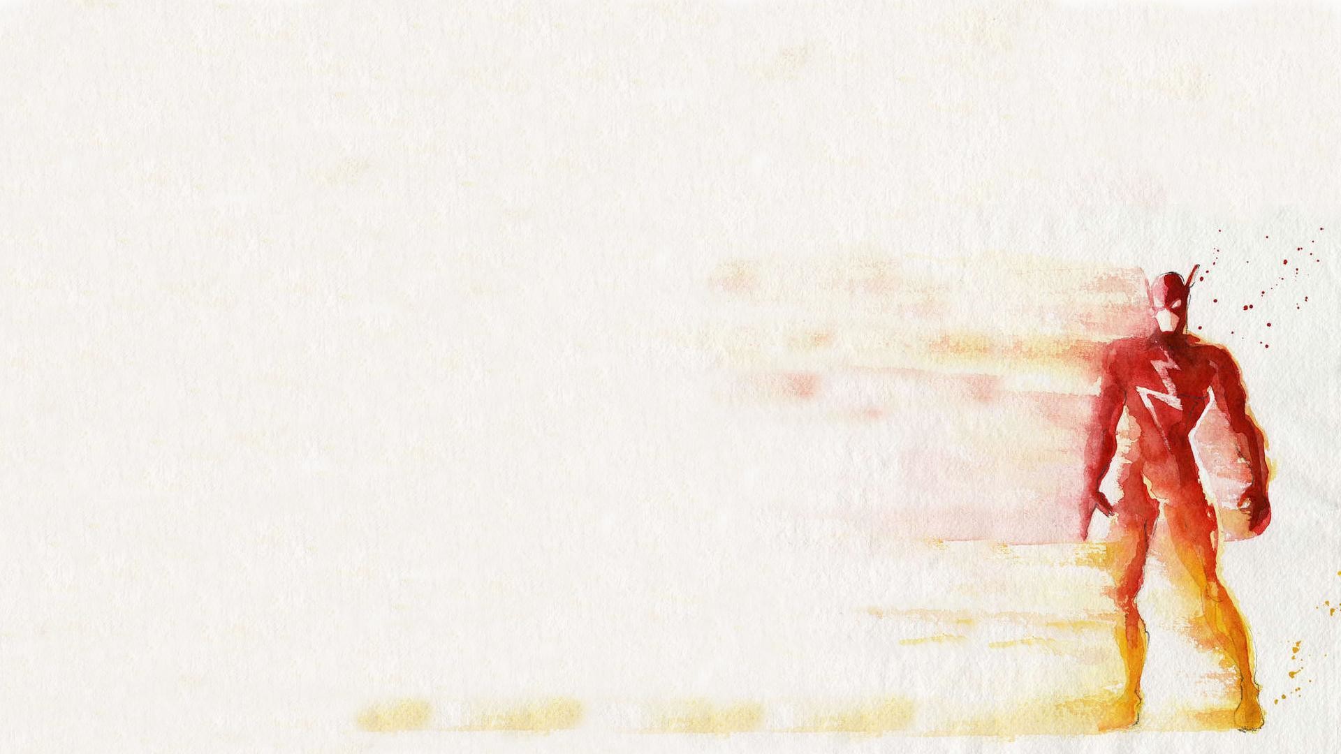 Flash, Acquerello, Sfondo bianco, Minimalismo, Full HD, wallpaper per portatile