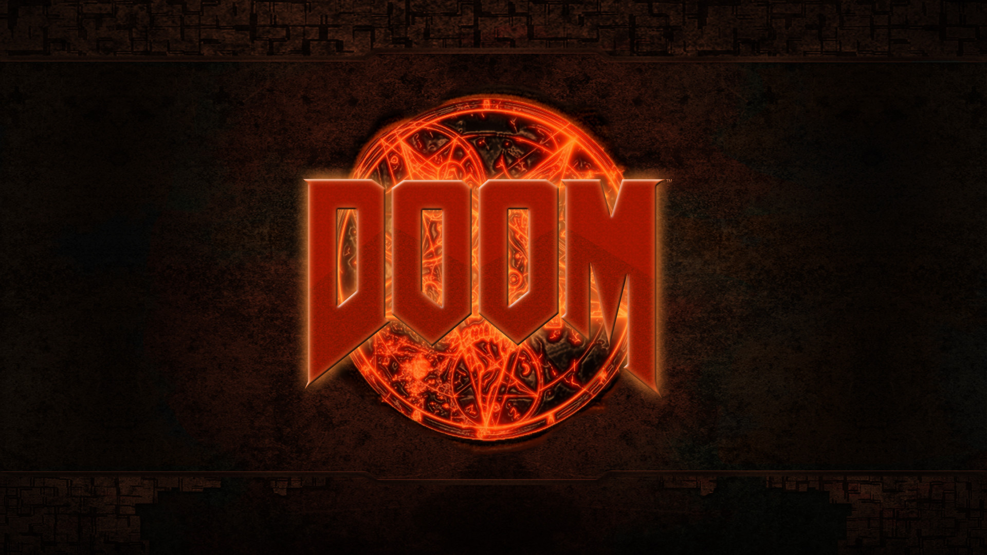 Doom, Logo, Pentagramma, Sfondo scuro, Full HD, wallpaper per PC