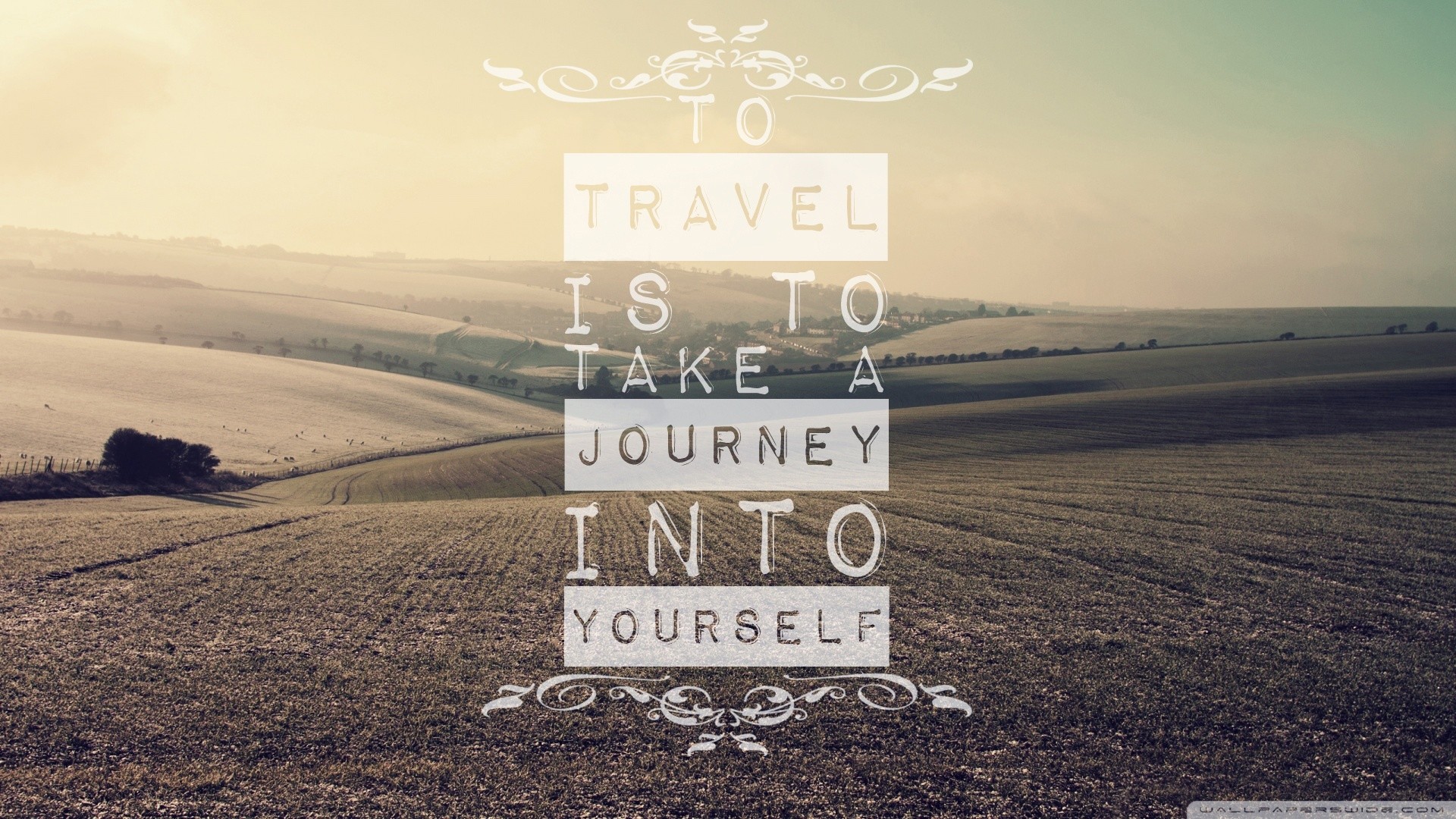 Citazione, To travel is to take a journey into yourself, Campi, Vintage, sfondo per portatile