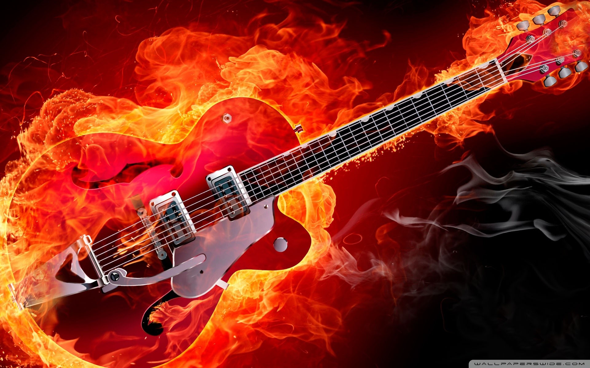 Gretsch, Chitarra elettrica, Fiamme, Fuoco, 1920x1200, sfondo MacBook Pro