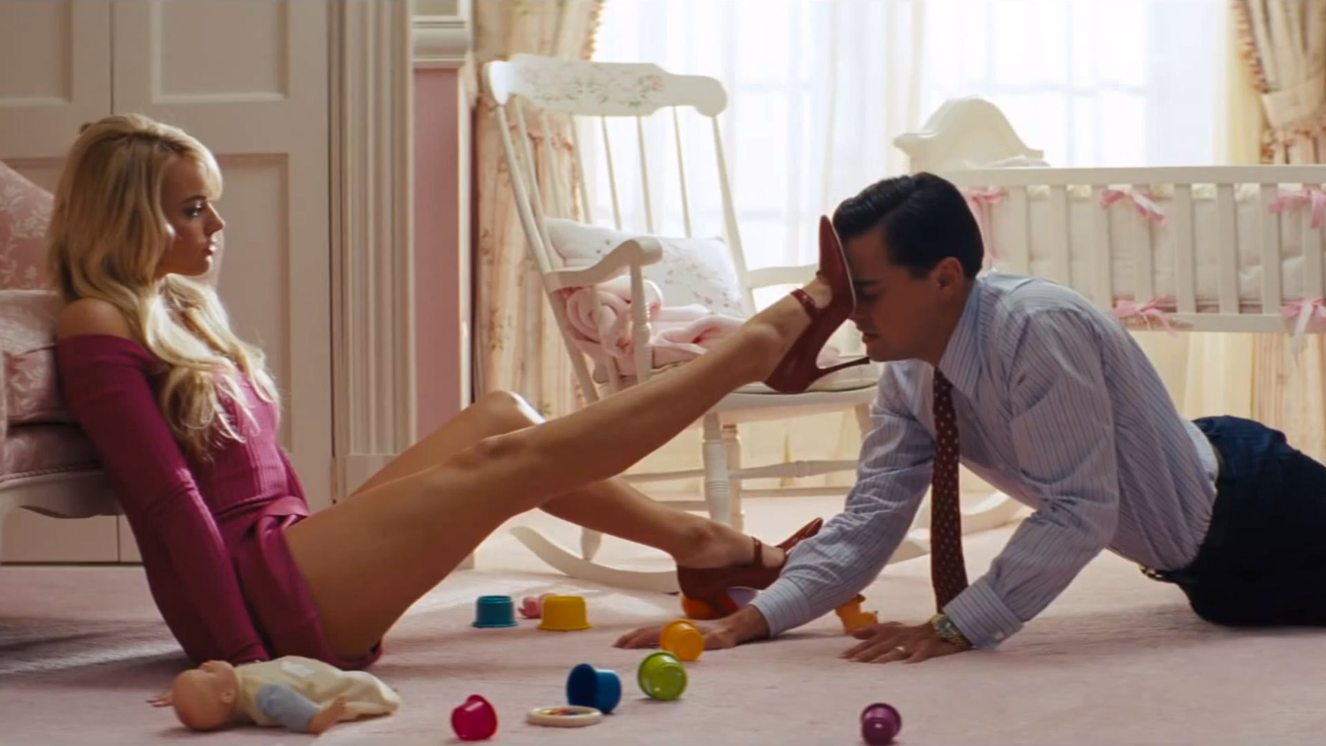 Margot Robbie, Leonardo DiCaprio, The Wolf of Wall Street, Cameretta, sfondo Full HD per portatile