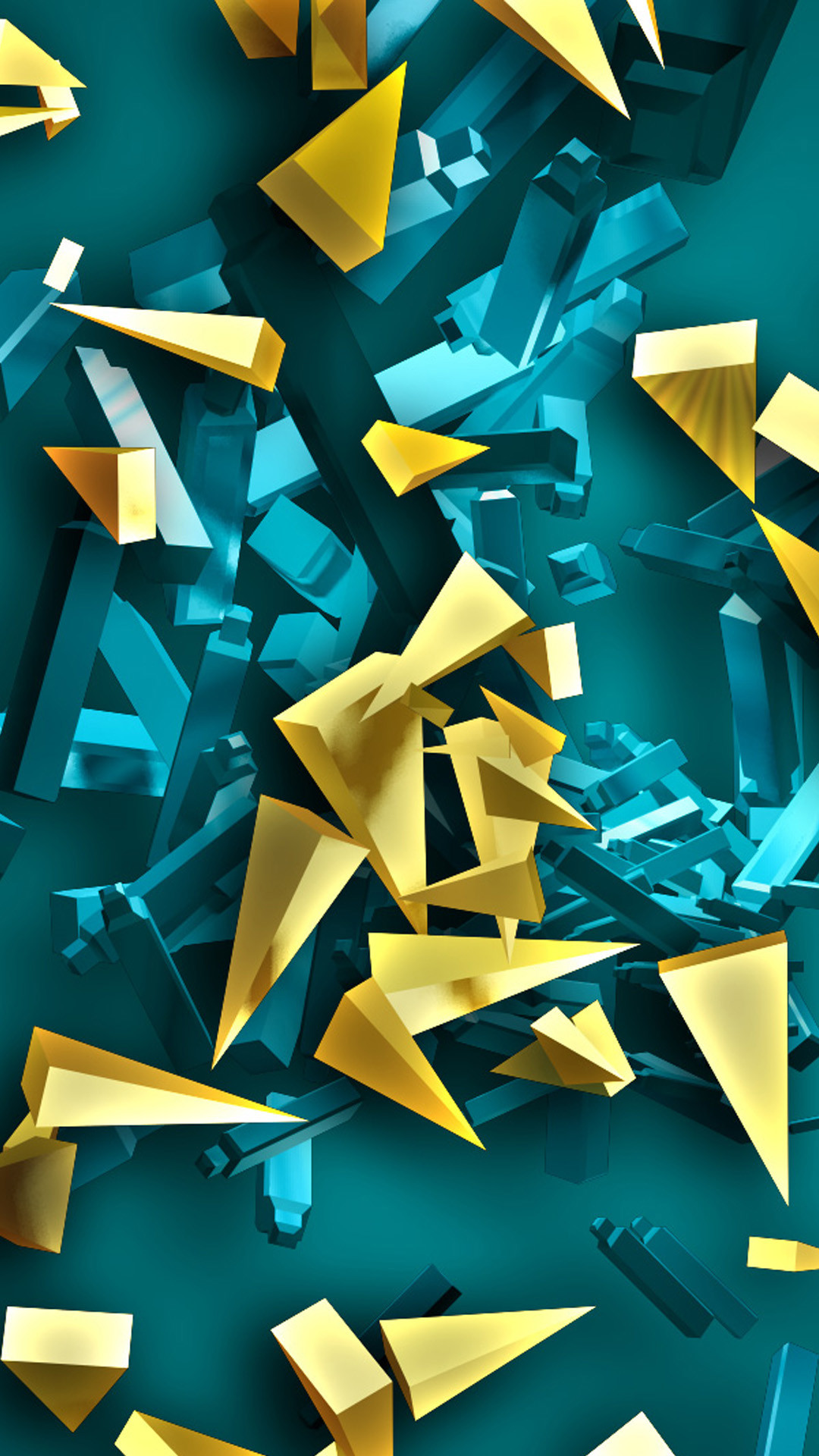 Arte astratta, Frammenti, Oro, Sfondo verde acqua, 3D, schermata di blocco Samsung S5