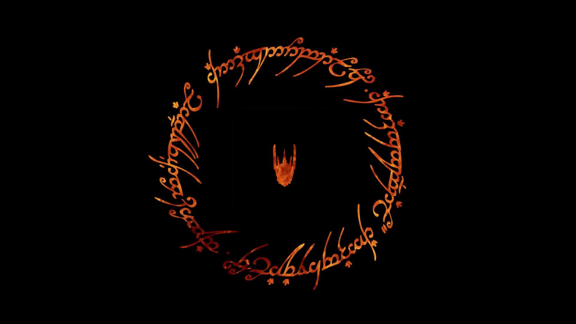 Iscrizione dell'Unico Anello, Occhio di Sauron, Il Signore degli Anelli, Sfondo nero, wallpaper desktop