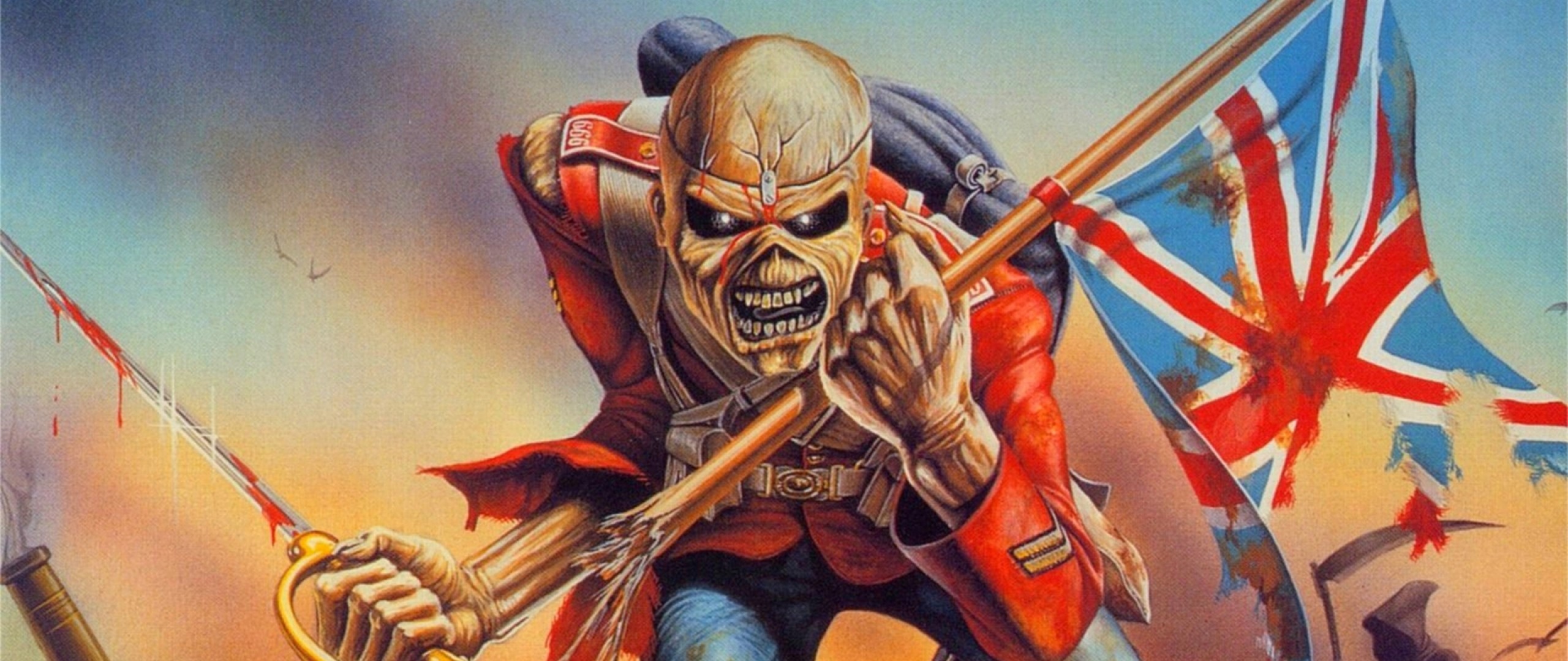 Eddie, The Trooper, Iron Maiden, Union Jack, Soldato, 2560x1080, sfondo per PC