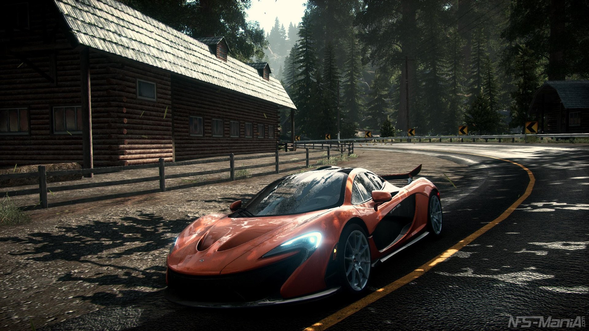 McLaren P1, Need for Speed, Videogioco, Foresta, 16:9 Full HD, wallpaper widescreen