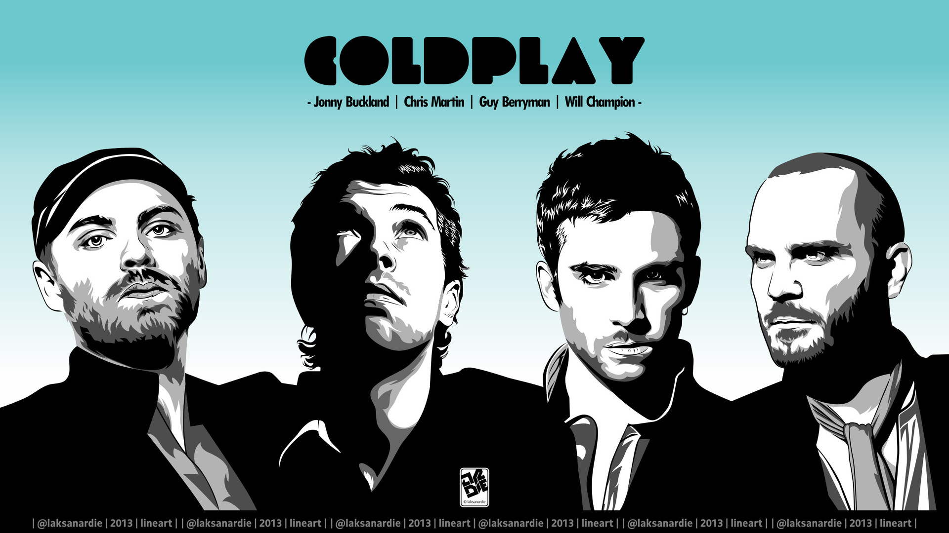 Coldplay, Chris Martin, Jonny Buckland, Guy Berryman, Will Champion, Bianco e nero, sfondo 1080p
