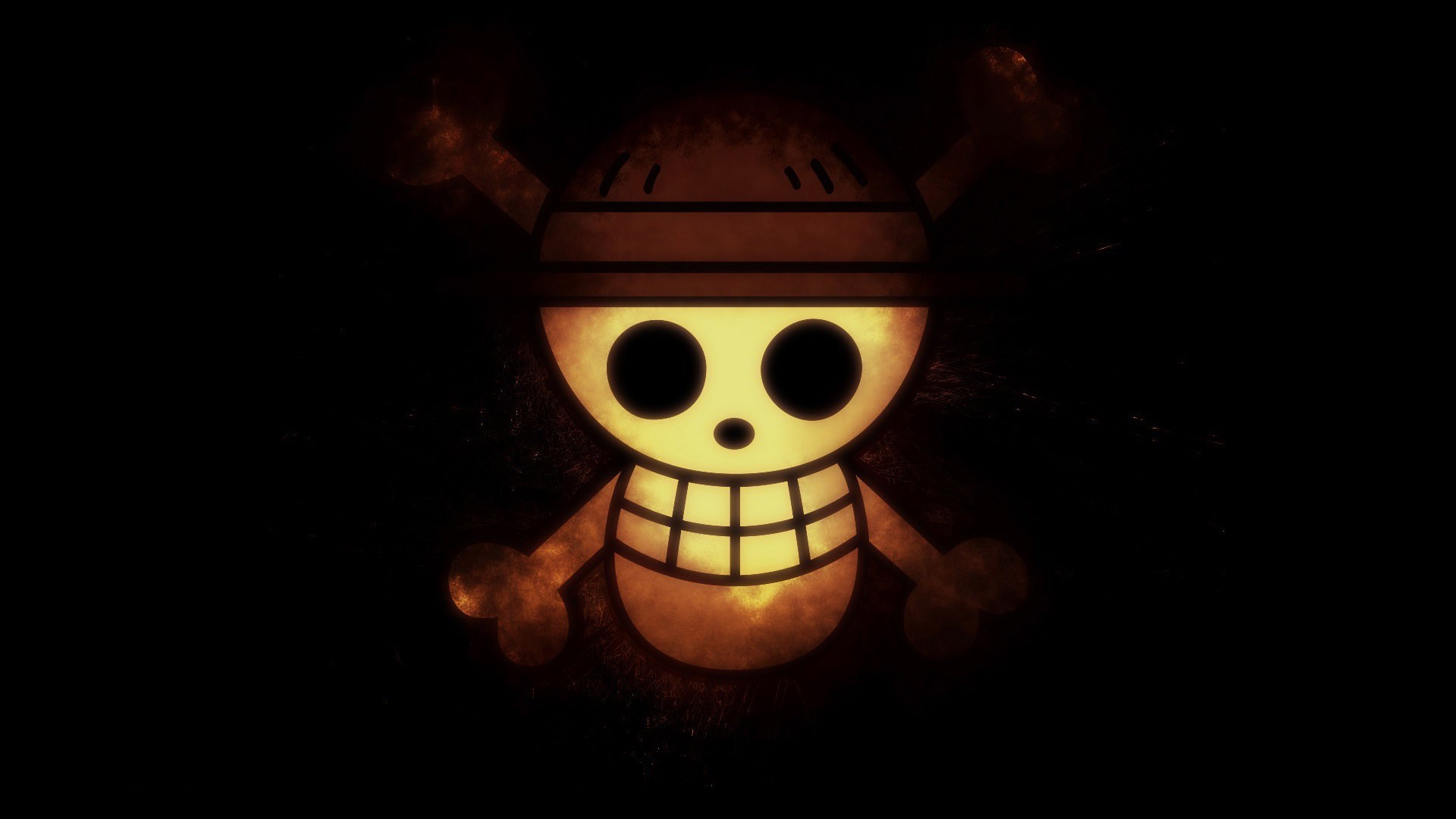 Jolly Roger, Cappello di paglia, Teschio, One Piece, Sfondo nero, wallpaper Windows 11