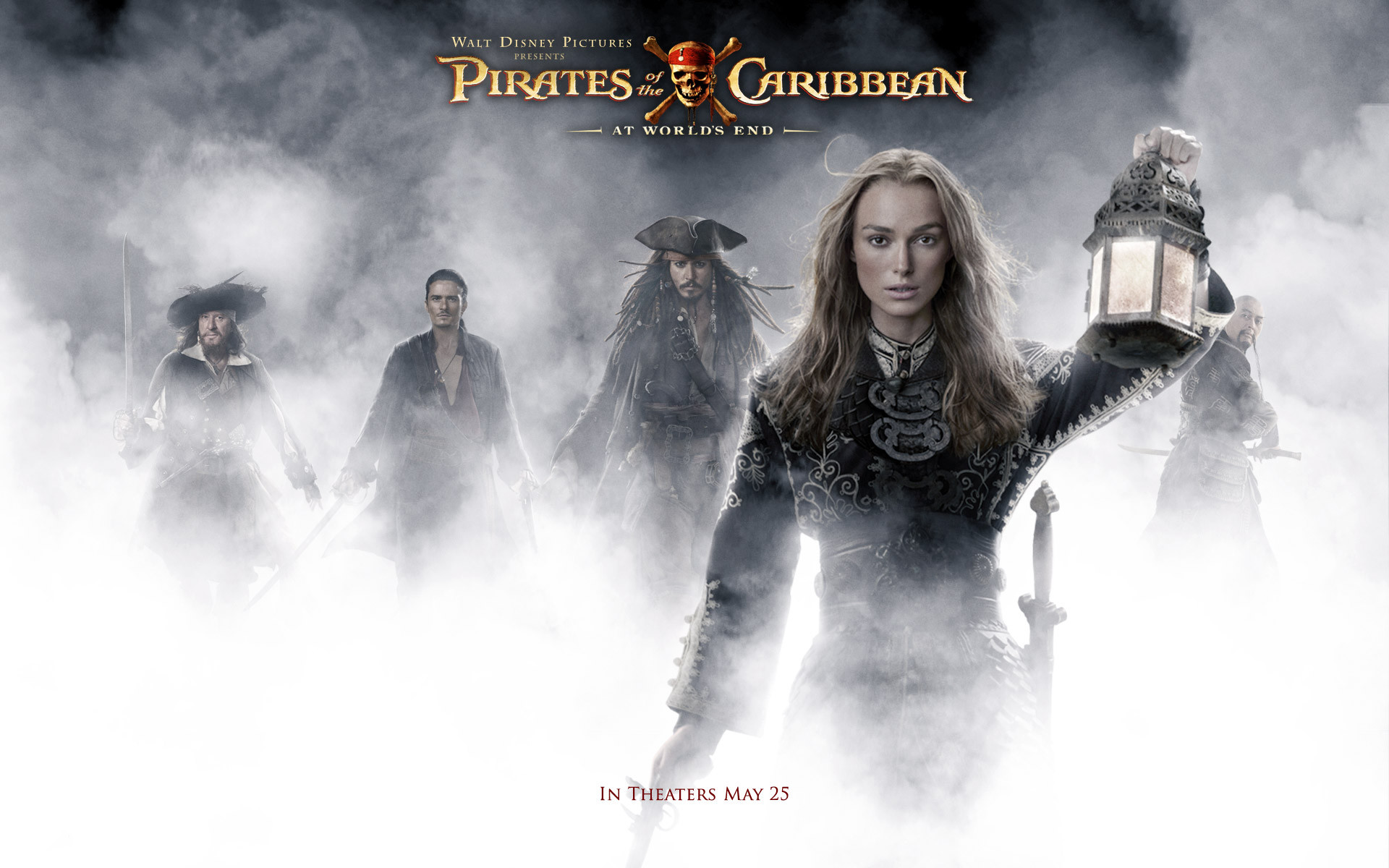 Elizabeth Swann, Keira Knightley, Jack Sparrow, Pirati dei Caraibi: Ai confini del mondo, Nebbia, sfondo Full HD