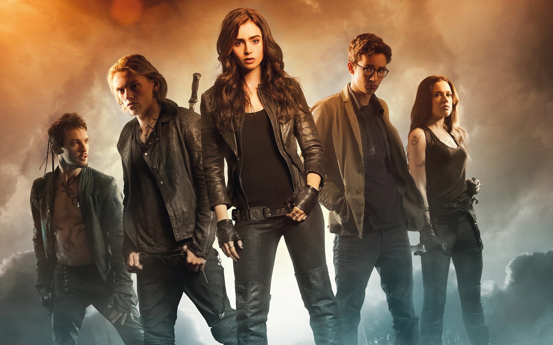 Shadowhunters: Città di ossa, Lily Collins, Jamie Campbell Bower, Robert Sheehan, Kevin Zegers, Jemima West, Cast, wallpaper Full HD