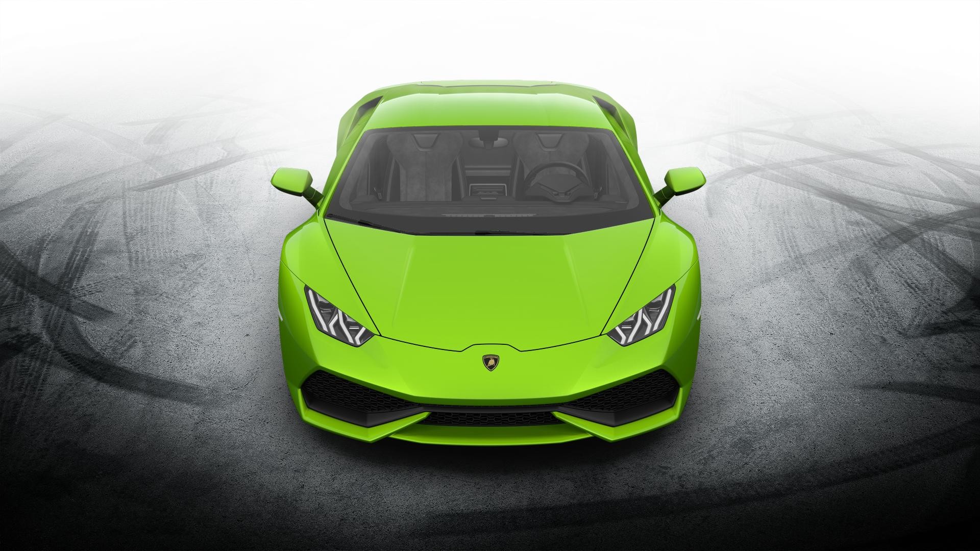 Lamborghini Huracán, Verde lime, Vista frontale, Sfondo bianco, Full HD, wallpaper desktop