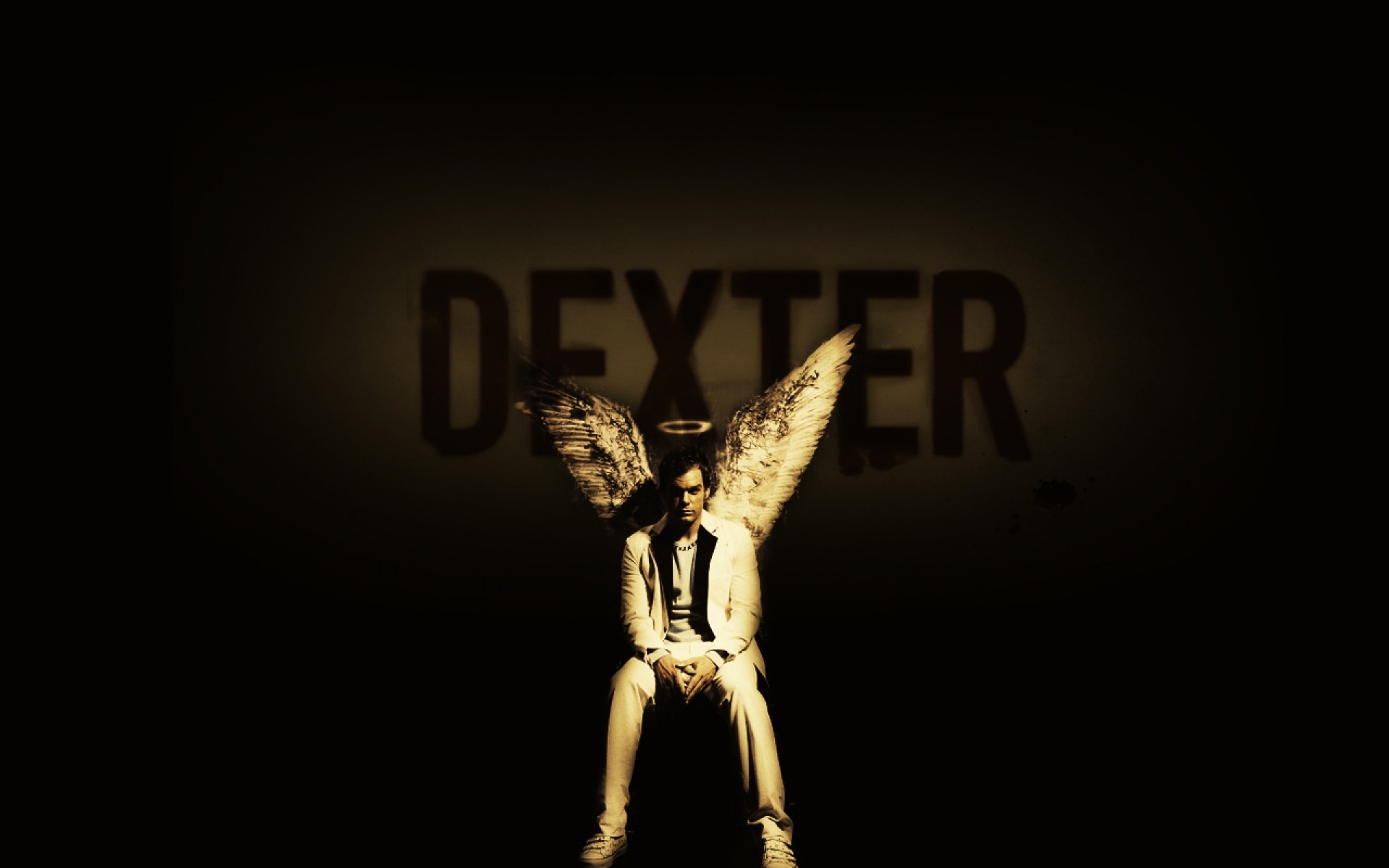 Dexter, Logo, Ali d'angelo, Seppia, 1920x1200, sfondo MacBook Pro