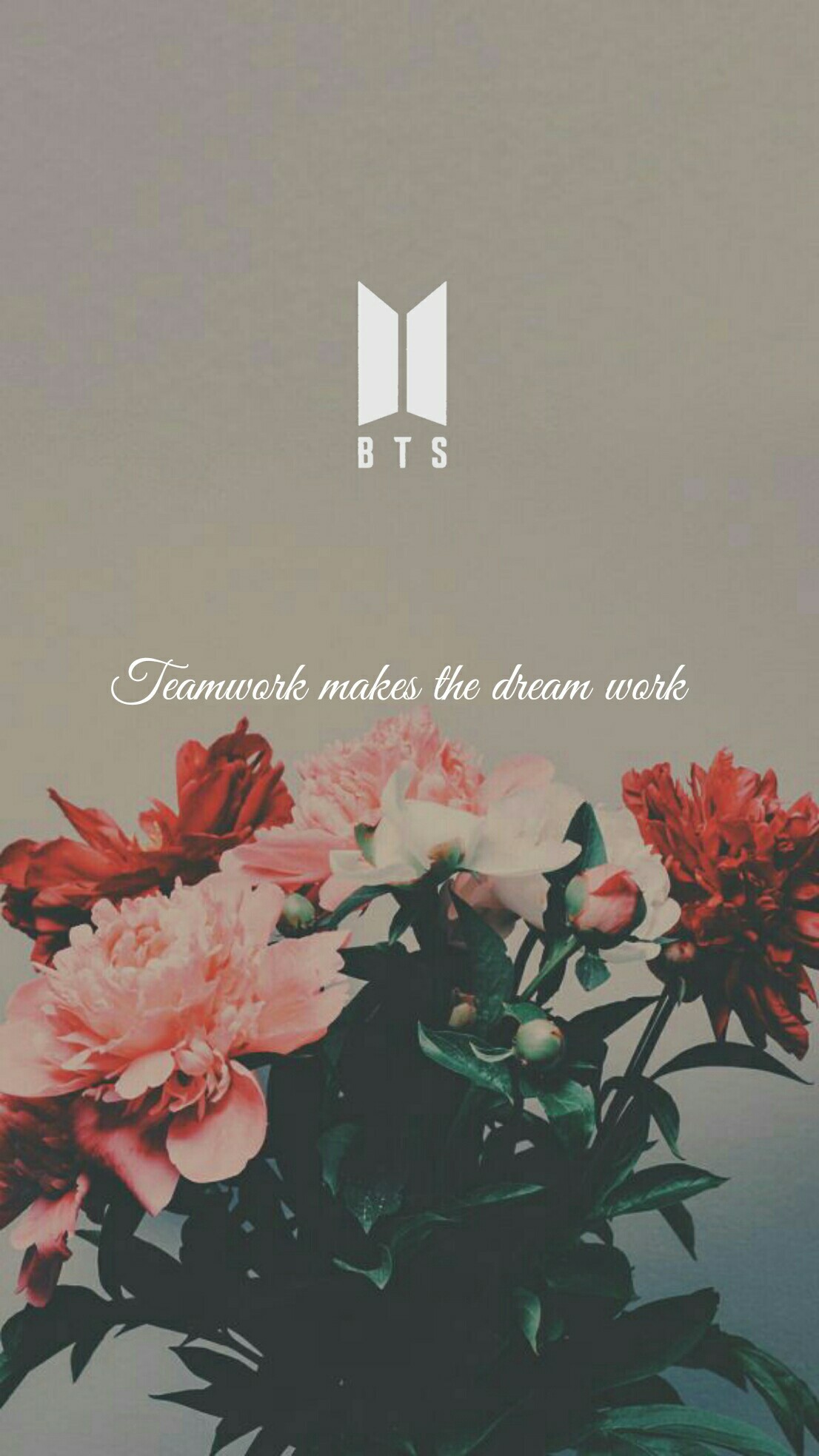 BTS, Logo BTS, Fiori, Teamwork Makes the Dream Work, Full HD, sfondo verticale per cellulare
