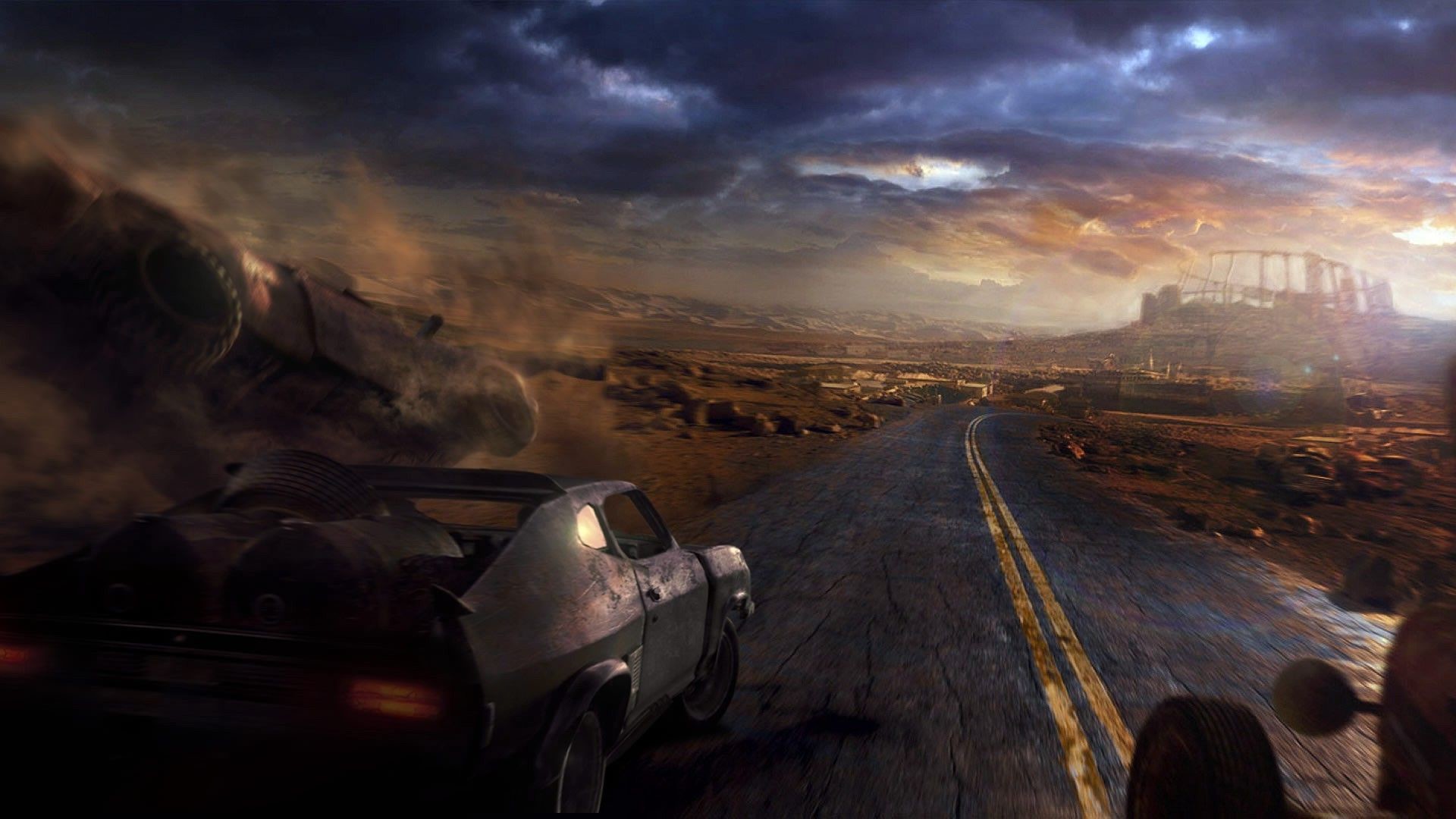 Mad Max, Videogioco, Strada, Interceptor, Tempesta, 1920x1080, immagine di sfondo