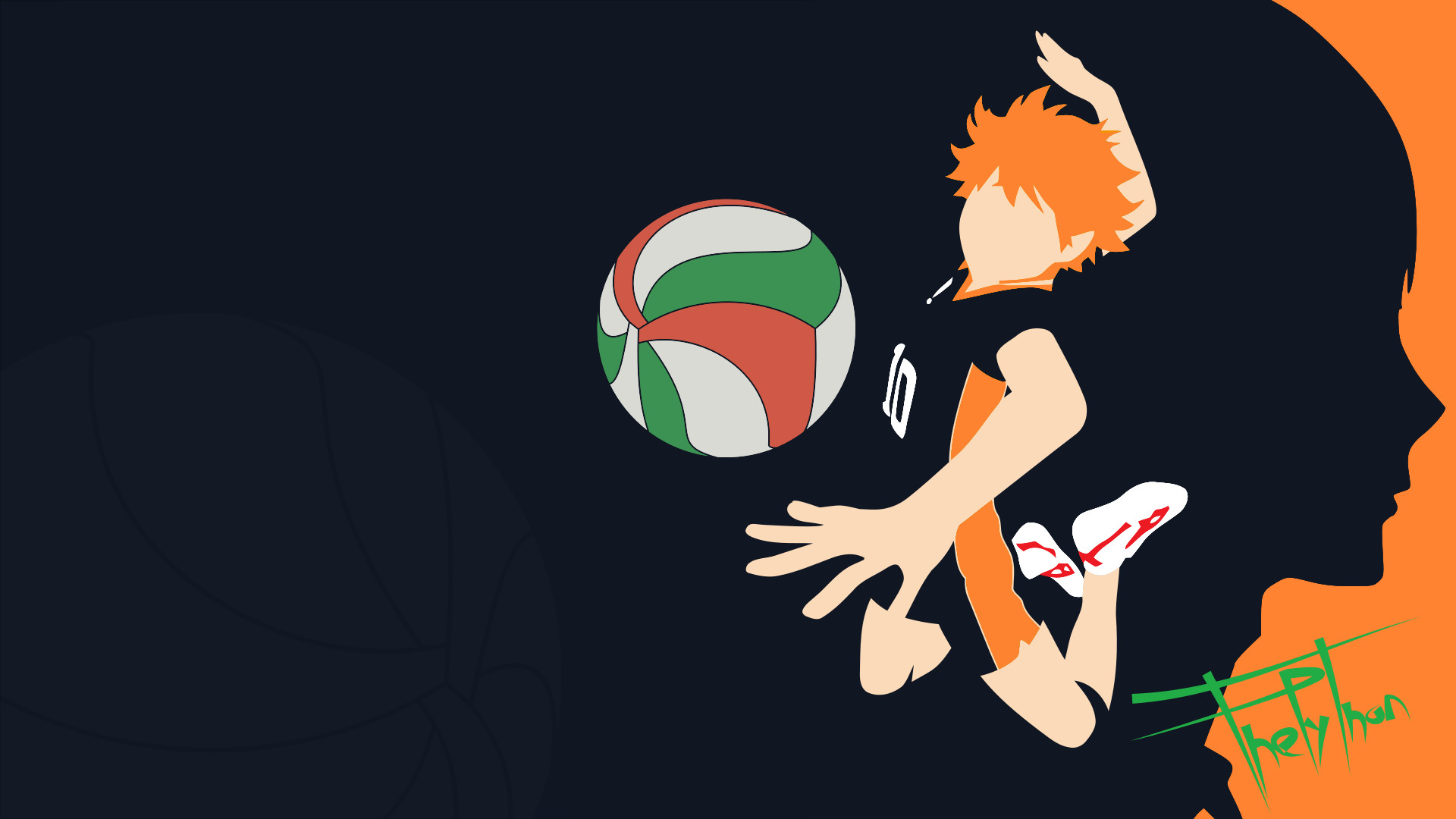 Shoyo Hinata, Haikyu!!, Pallone da pallavolo, Silhouette, Full HD 1080p, sfondo desktop