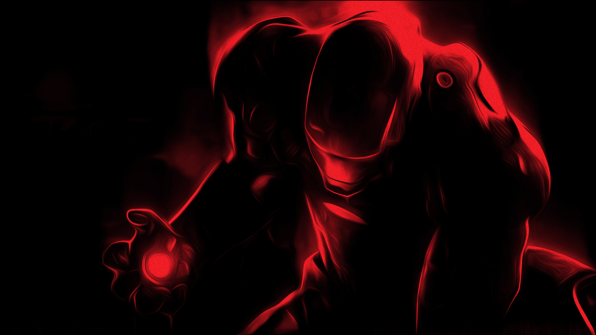 Iron Man, Contorno rosso, Sfondo nero, Full HD, wallpaper desktop