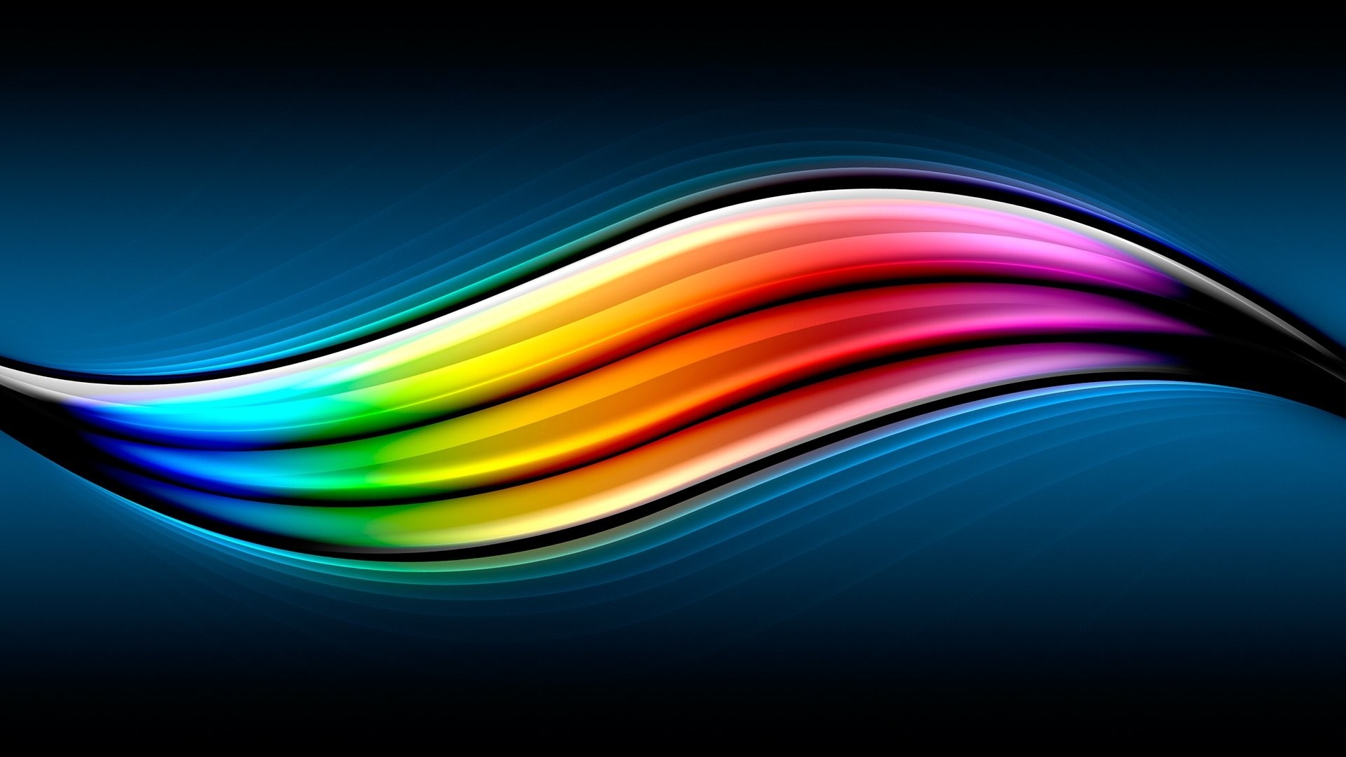 Onda arcobaleno, Arte astratta, Sfondo blu, Full HD, wallpaper per PC