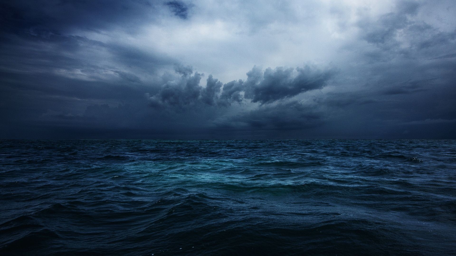 Oceano, Cielo tempestoso, Nuvole scure, Mare mosso, Full HD 1080p, sfondo desktop