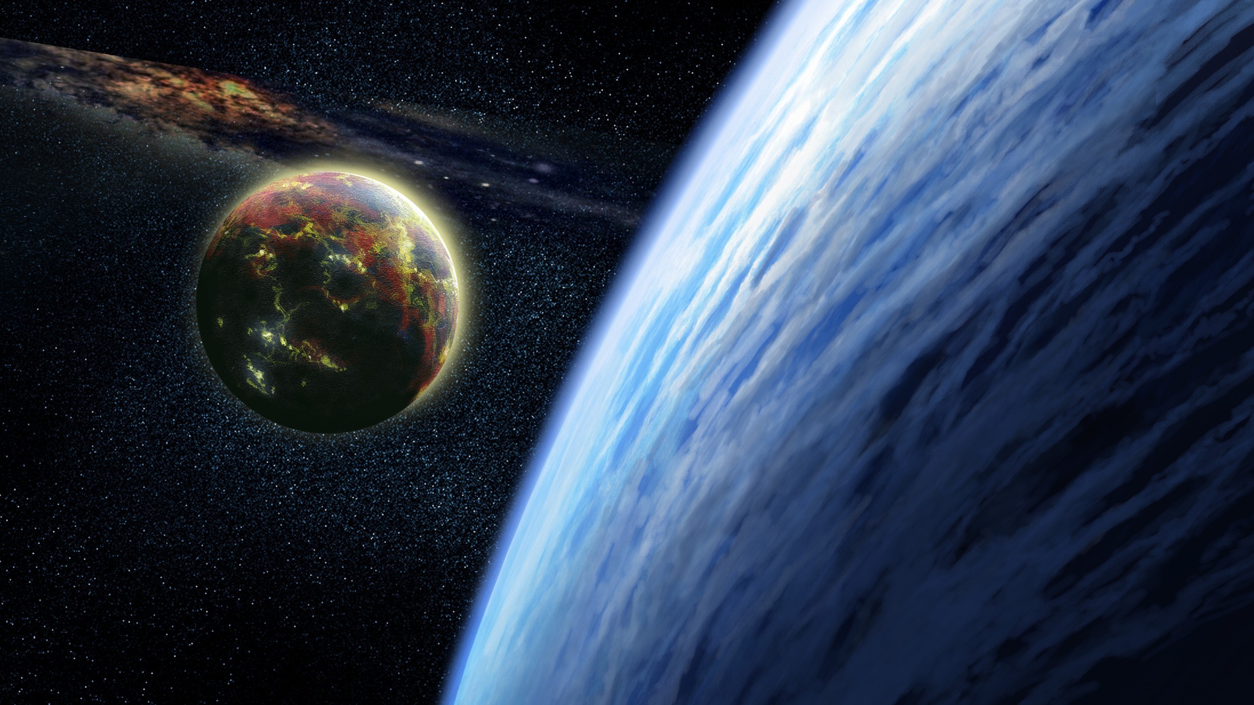 Pianeti, Terra, Arte spaziale, Blu, 2560x1440, sfondo per PC