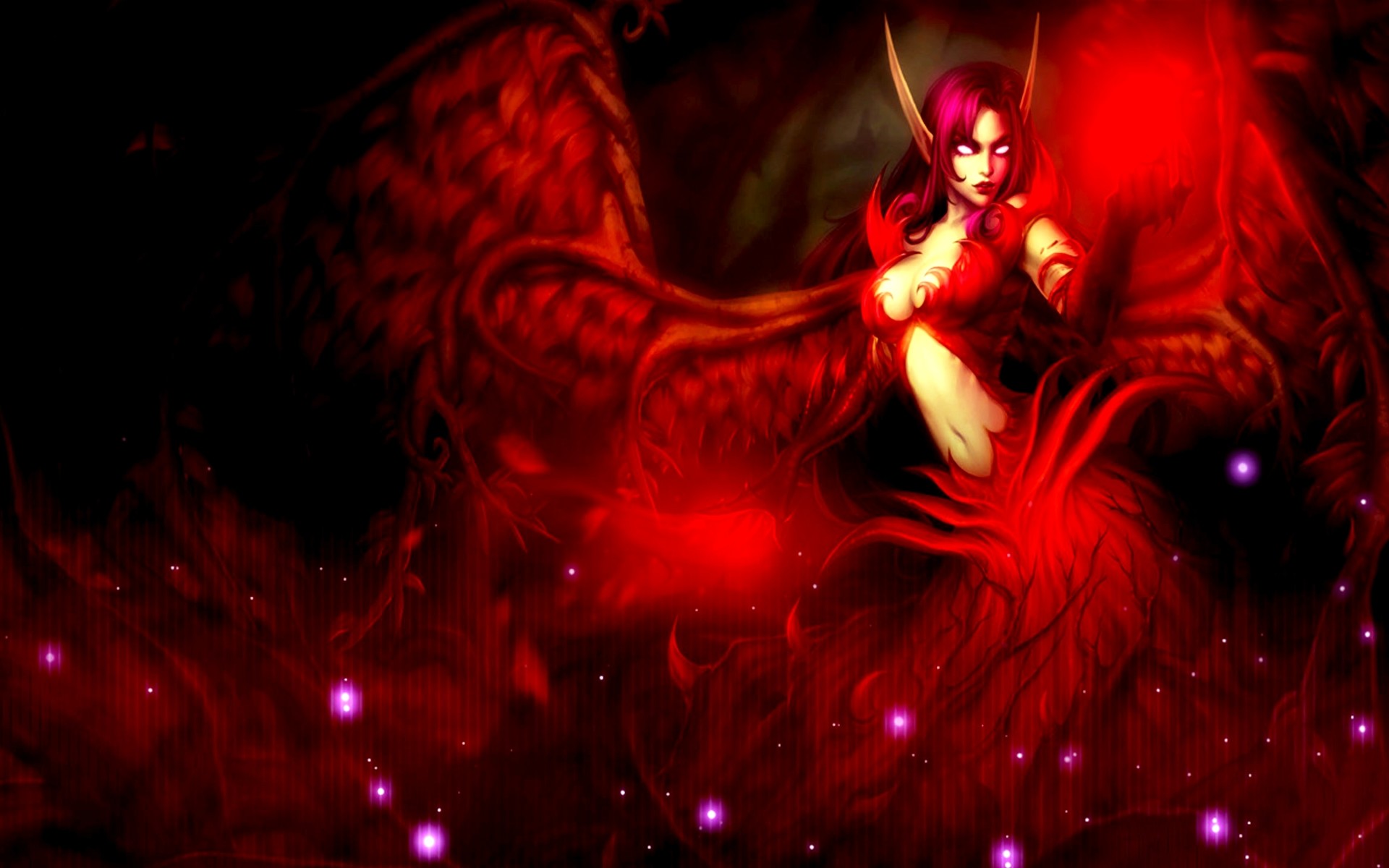 Demone femminile, Rosso, Fantasy, 16:10 Full HD, sfondo widescreen