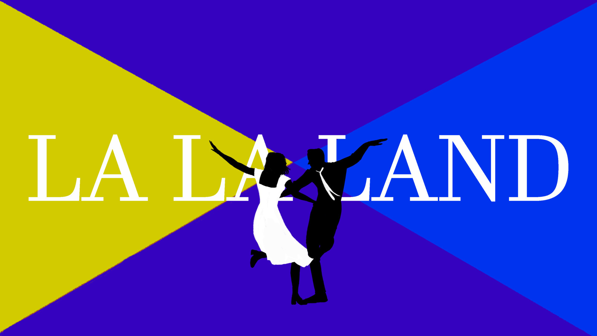 La La Land, Logo, Silhouette, Blu e giallo, Full HD, sfondo per portatile