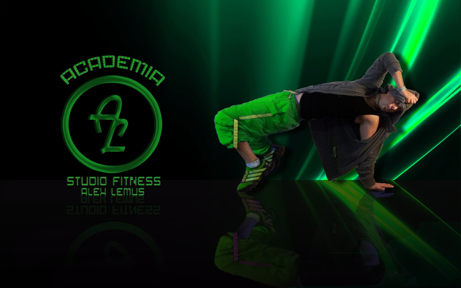 Academia Studio Fitness, Ballerino, Laser verdi, Danza, 1920x1200, immagine di sfondo