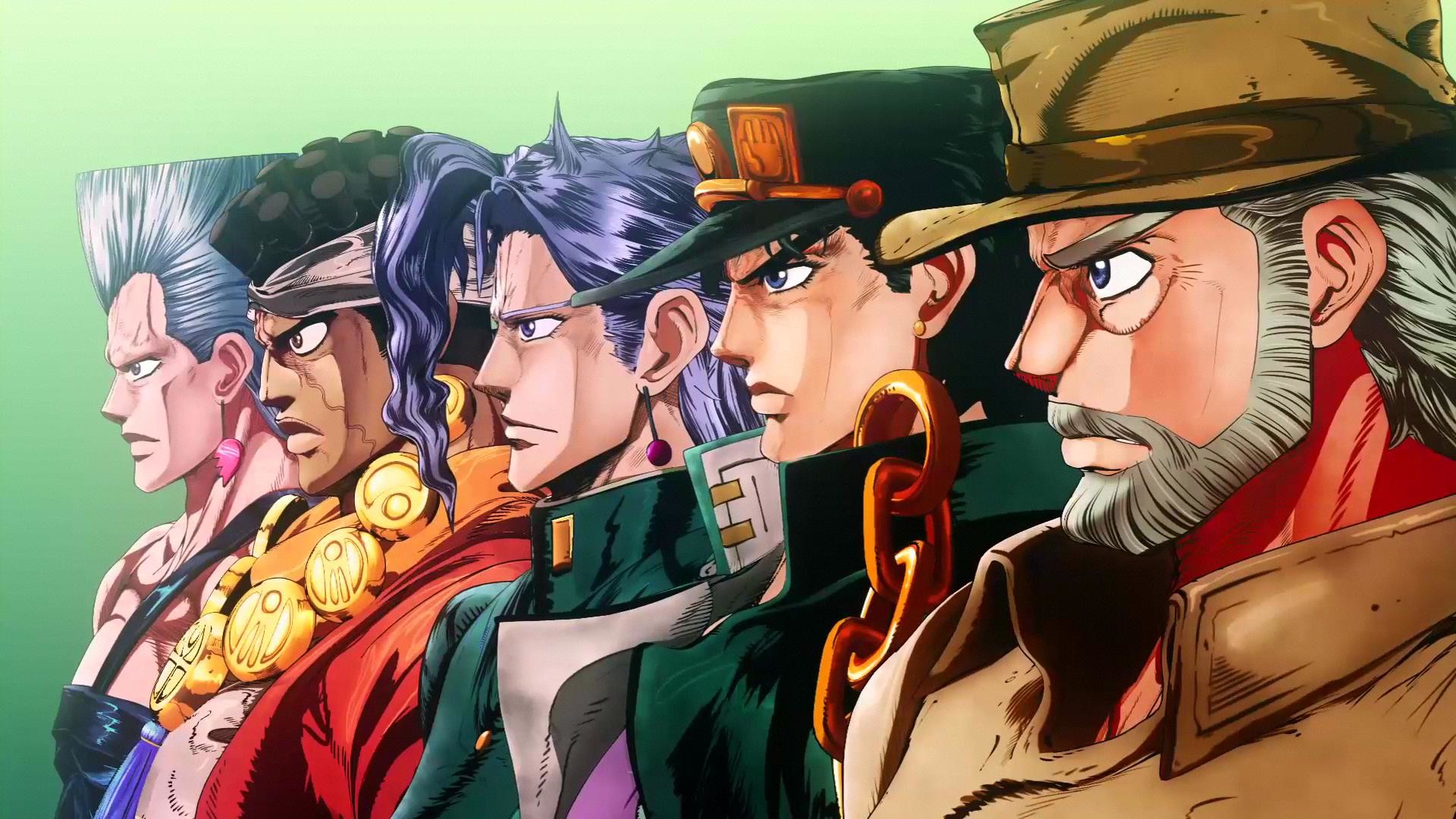 Le bizzarre avventure di JoJo, Stardust Crusaders, Jotaro Kujo, Joseph Joestar, Kakyoin, Avdol, Polnareff, sfondo per PC