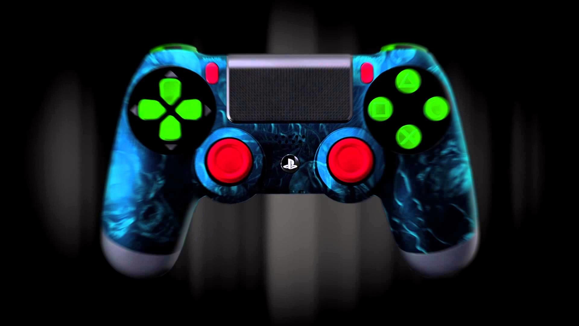 DualShock 4, PlayStation 4, Controller personalizzato, Verde, Sfondo nero, wallpaper desktop Full HD