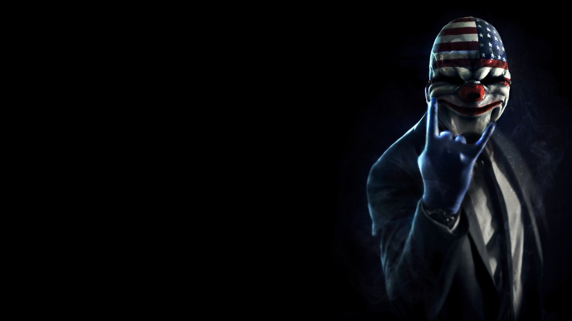 Dallas, Payday 2, Maschera, Sfondo nero, Minimalista, 16:9 Full HD, wallpaper widescreen
